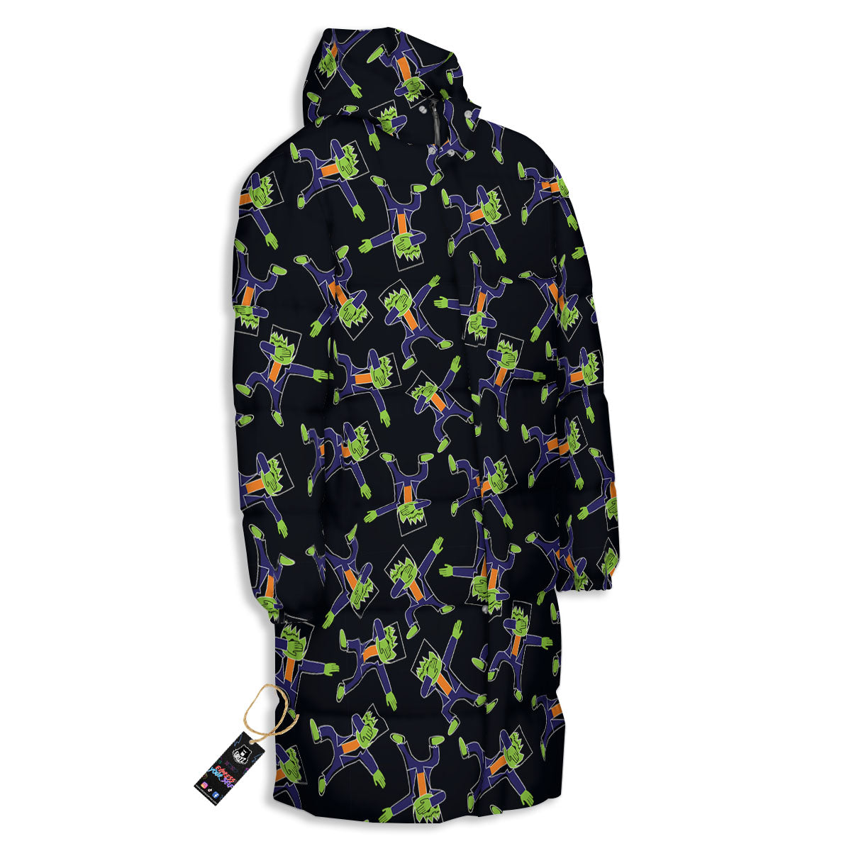 Frankenstein Halloween Print Pattern Long Down Jacket-grizzshop
