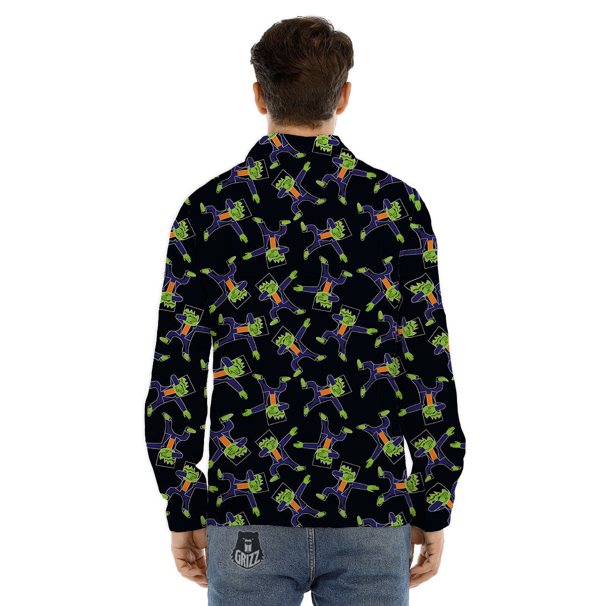 Frankenstein Halloween Print Pattern Men's Dress Shirts-grizzshop