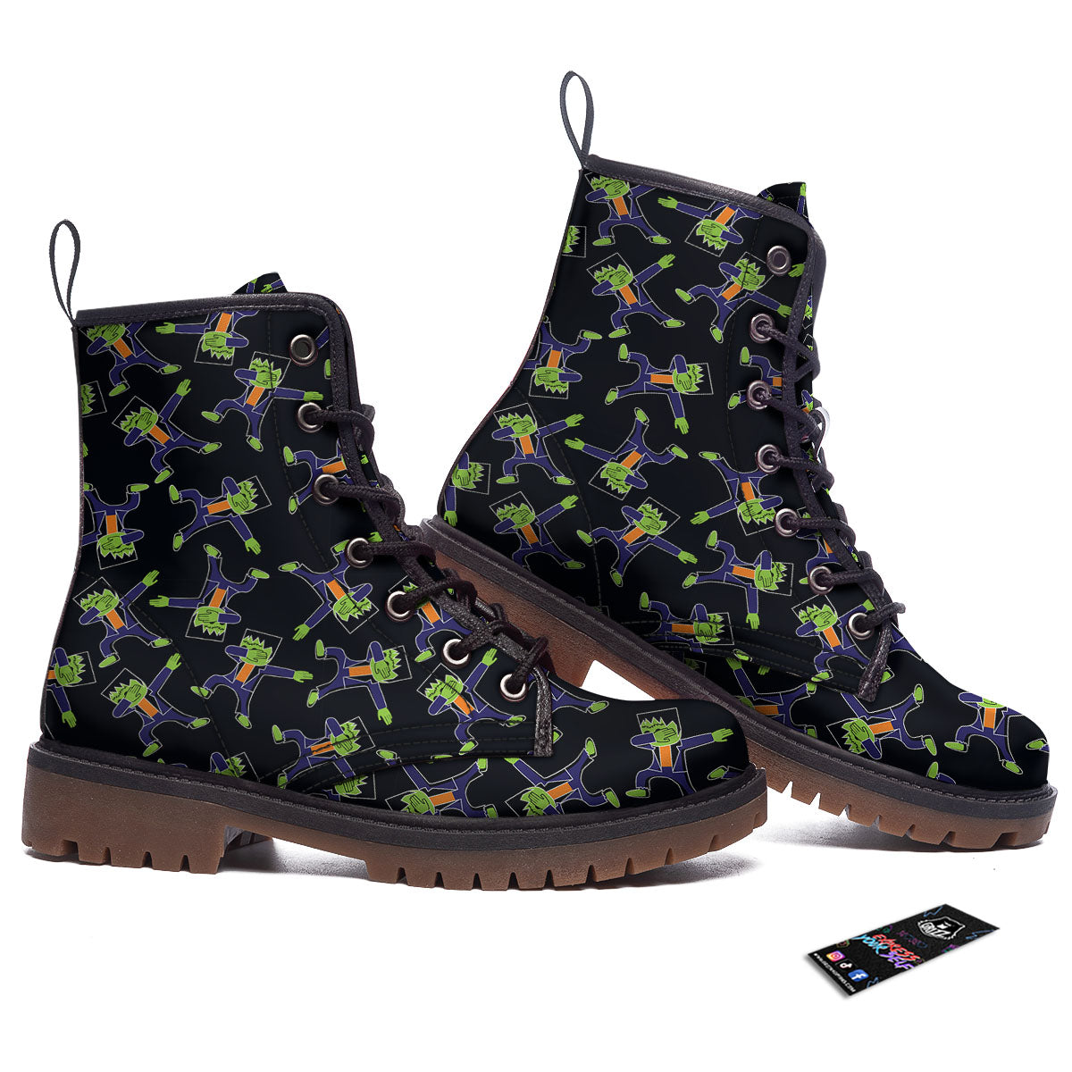 Frankenstein Halloween Print Pattern Work Boots-grizzshop