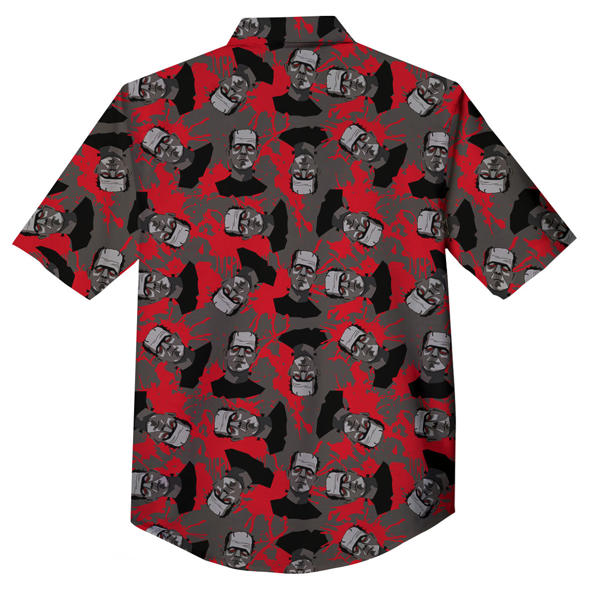 Frankenstein Horror Print Pattern Button Up Shirt-grizzshop