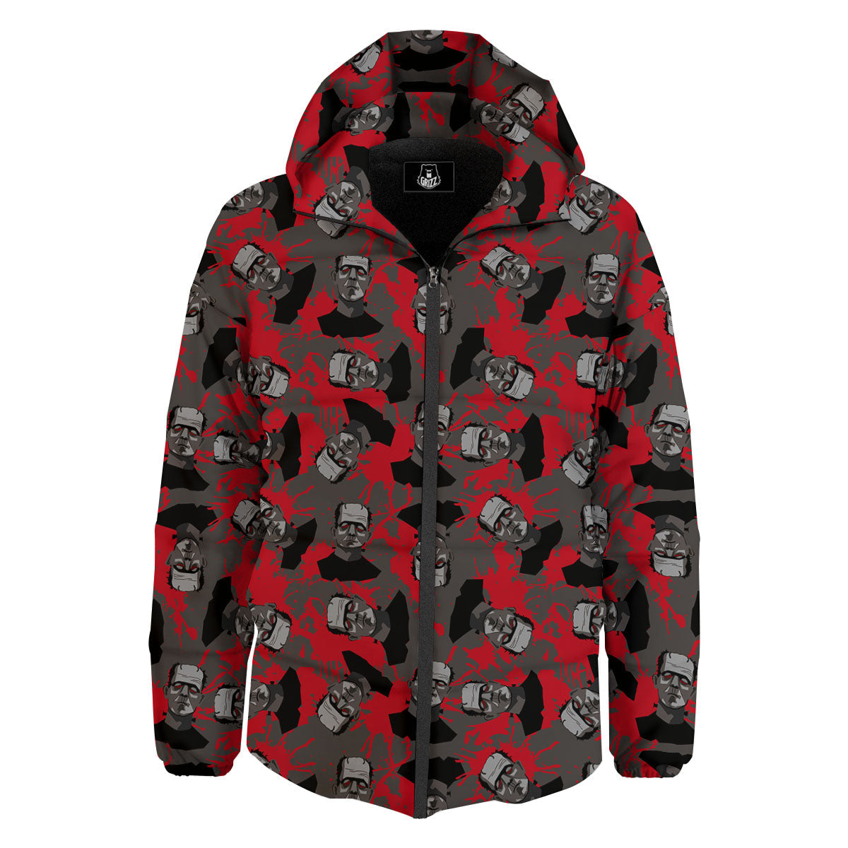 Frankenstein Horror Print Pattern Down Jacket-grizzshop