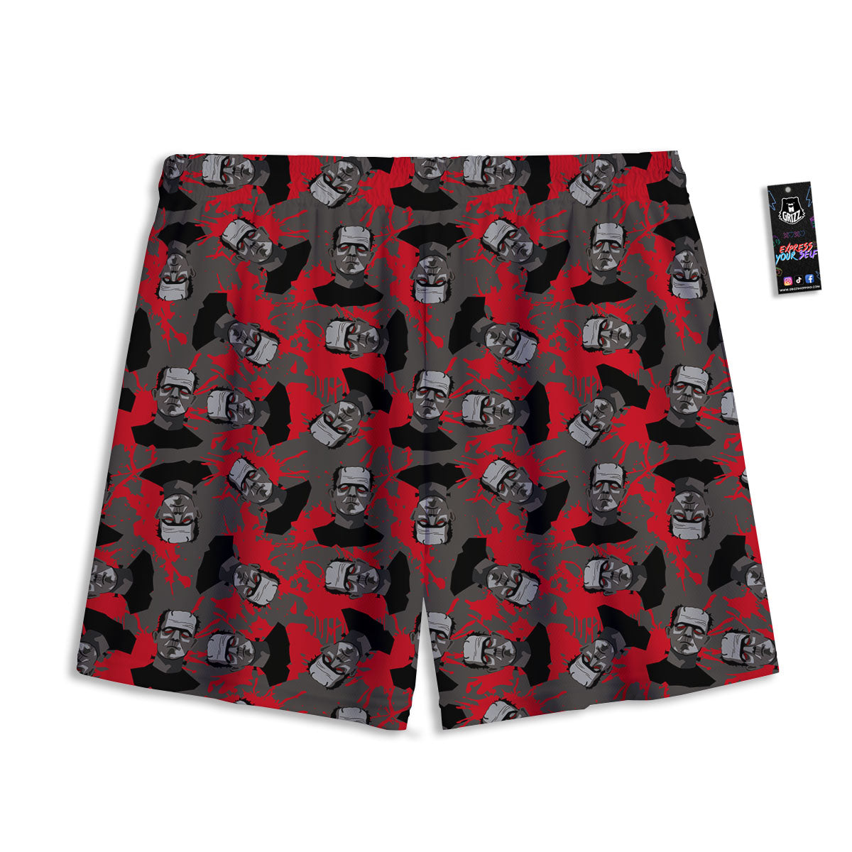 Frankenstein Horror Print Pattern Mesh Shorts-grizzshop