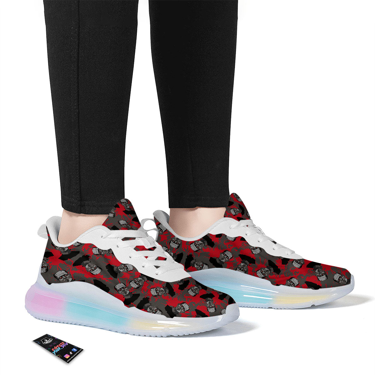 Frankenstein Horror Print Pattern Running Sneakers-grizzshop