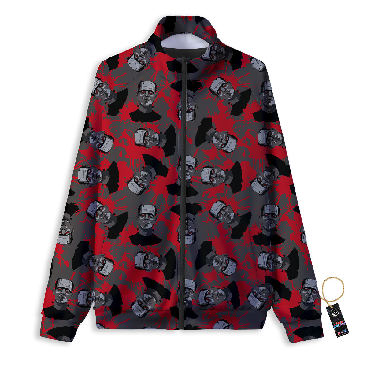 Frankenstein Horror Print Pattern Track Jacket-grizzshop