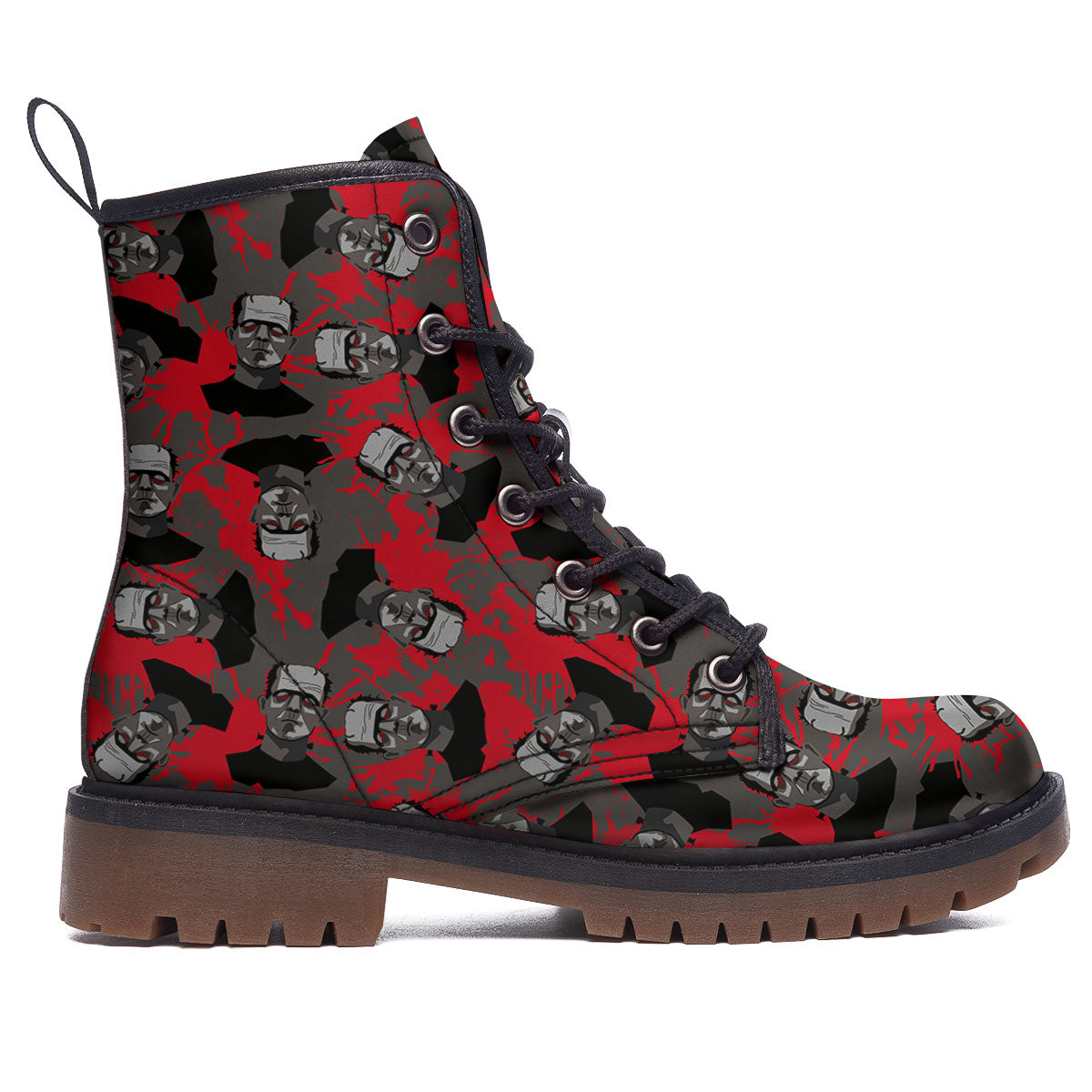 Frankenstein Horror Print Pattern Work Boots-grizzshop