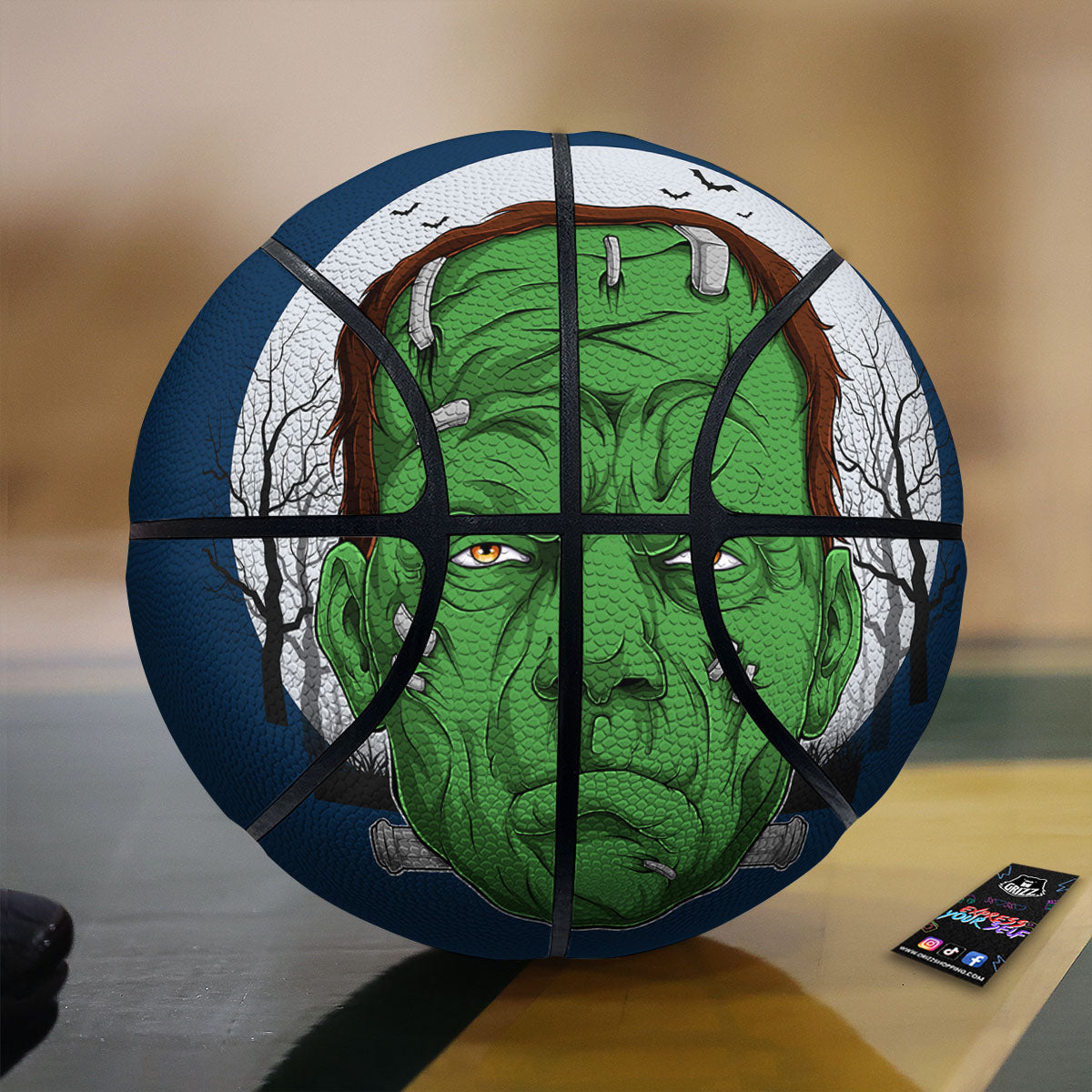 Frankenstein Face Halloween Character Print Basketball
