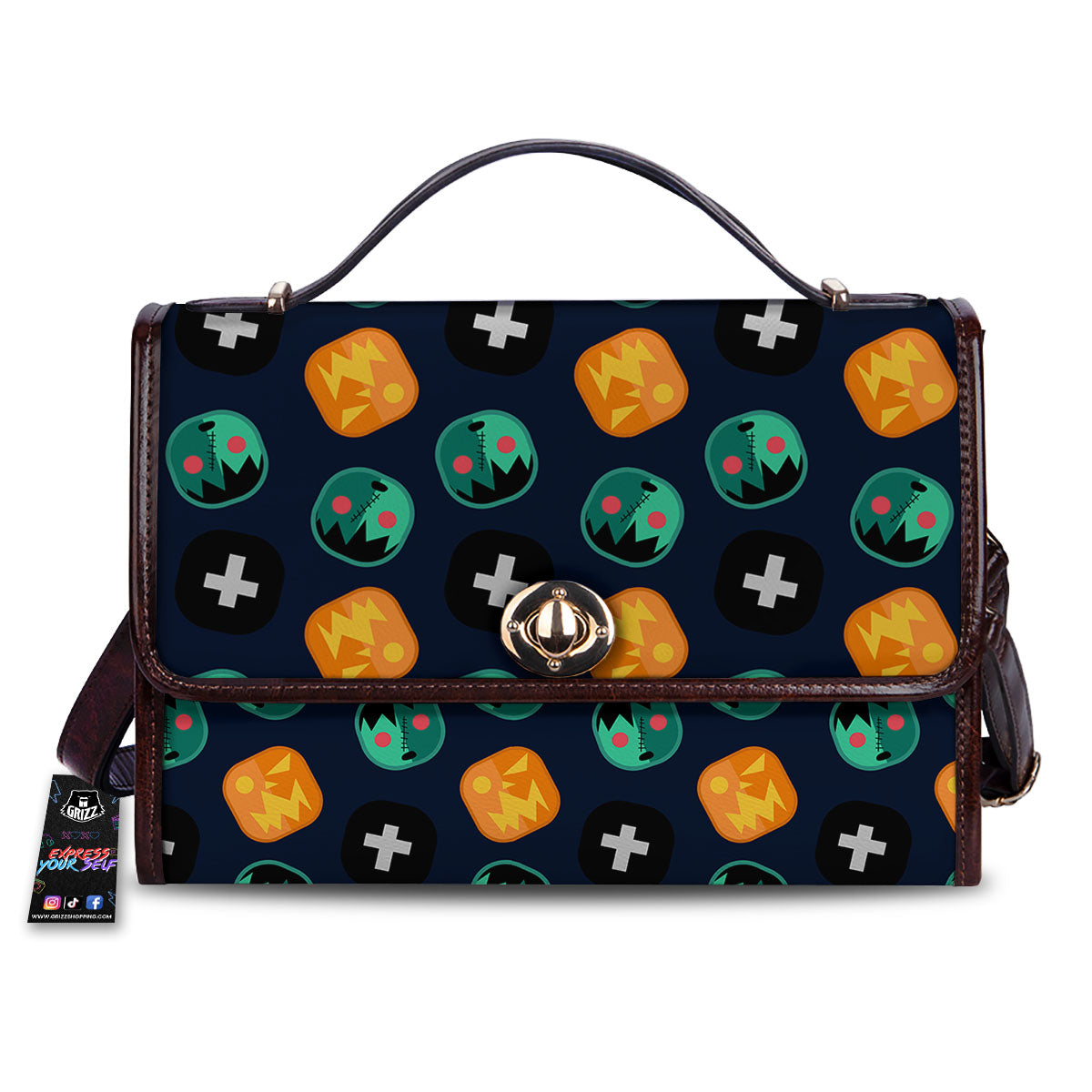 Frankenstein Face Halloween Print Pattern Women's Satchel Bag