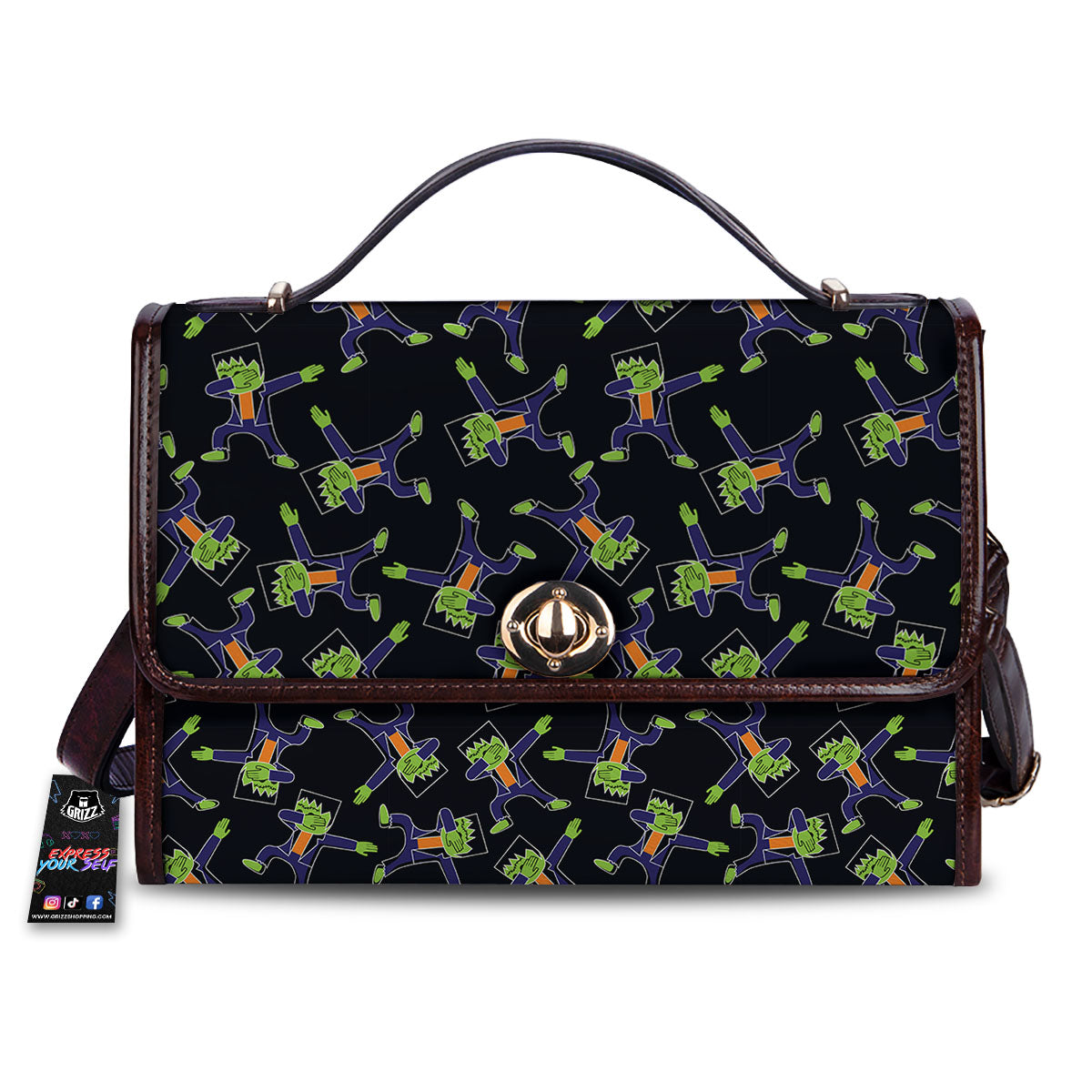 Frankenstein Halloween Print Pattern Women's Satchel Bag