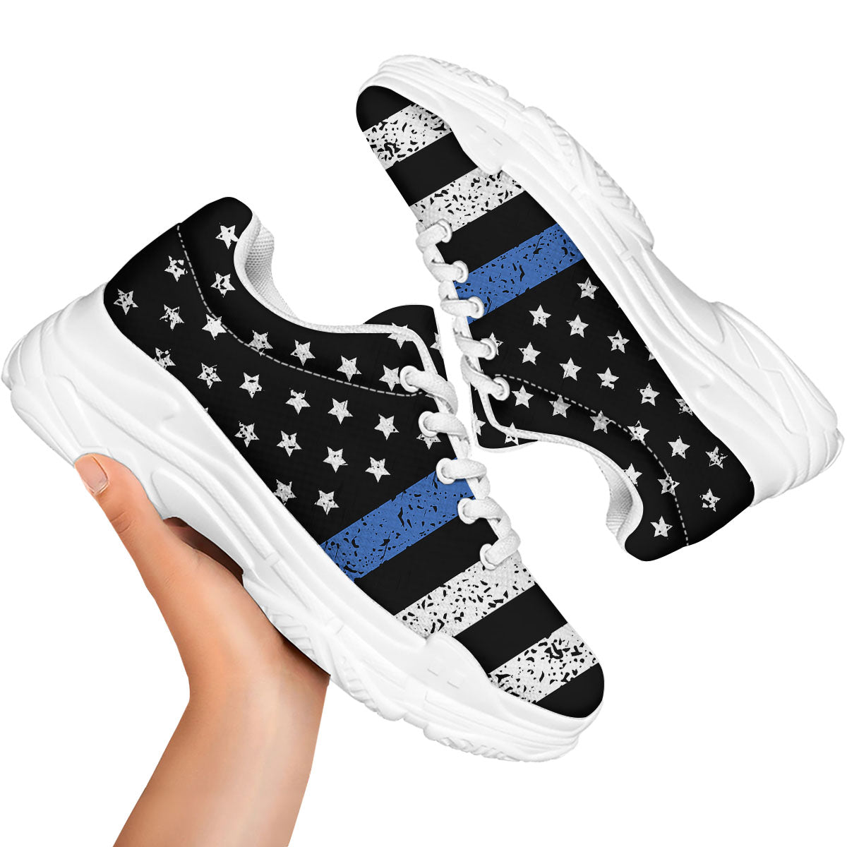 Freedom Life American Flag Print White Chunky Shoes-grizzshop
