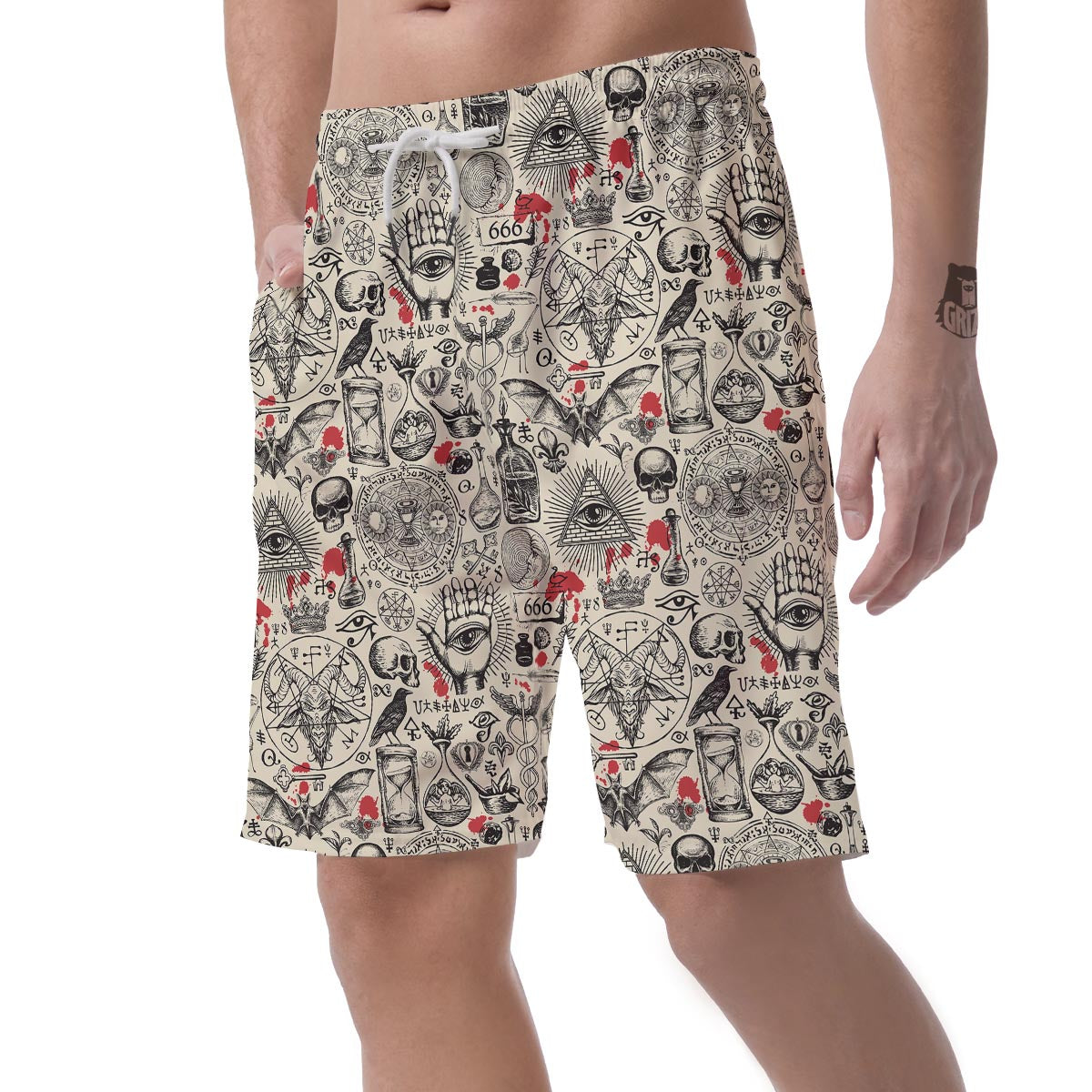 Freemason Satanic Gothic Witch Men's Shorts-grizzshop