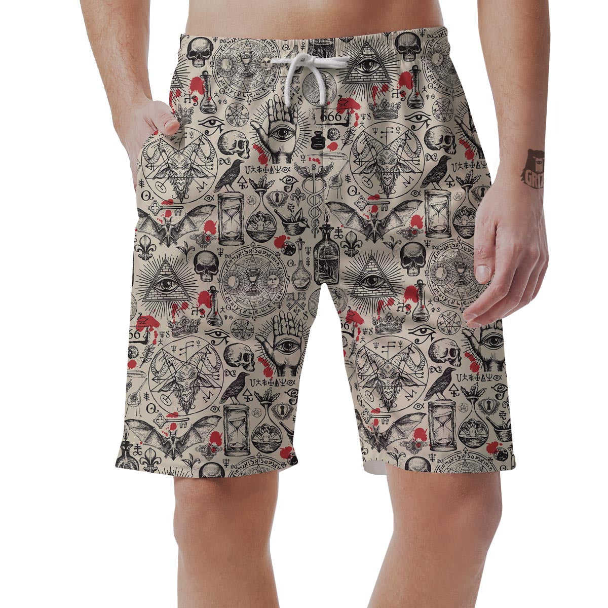 Freemason Satanic Gothic Witch Men's Shorts-grizzshop