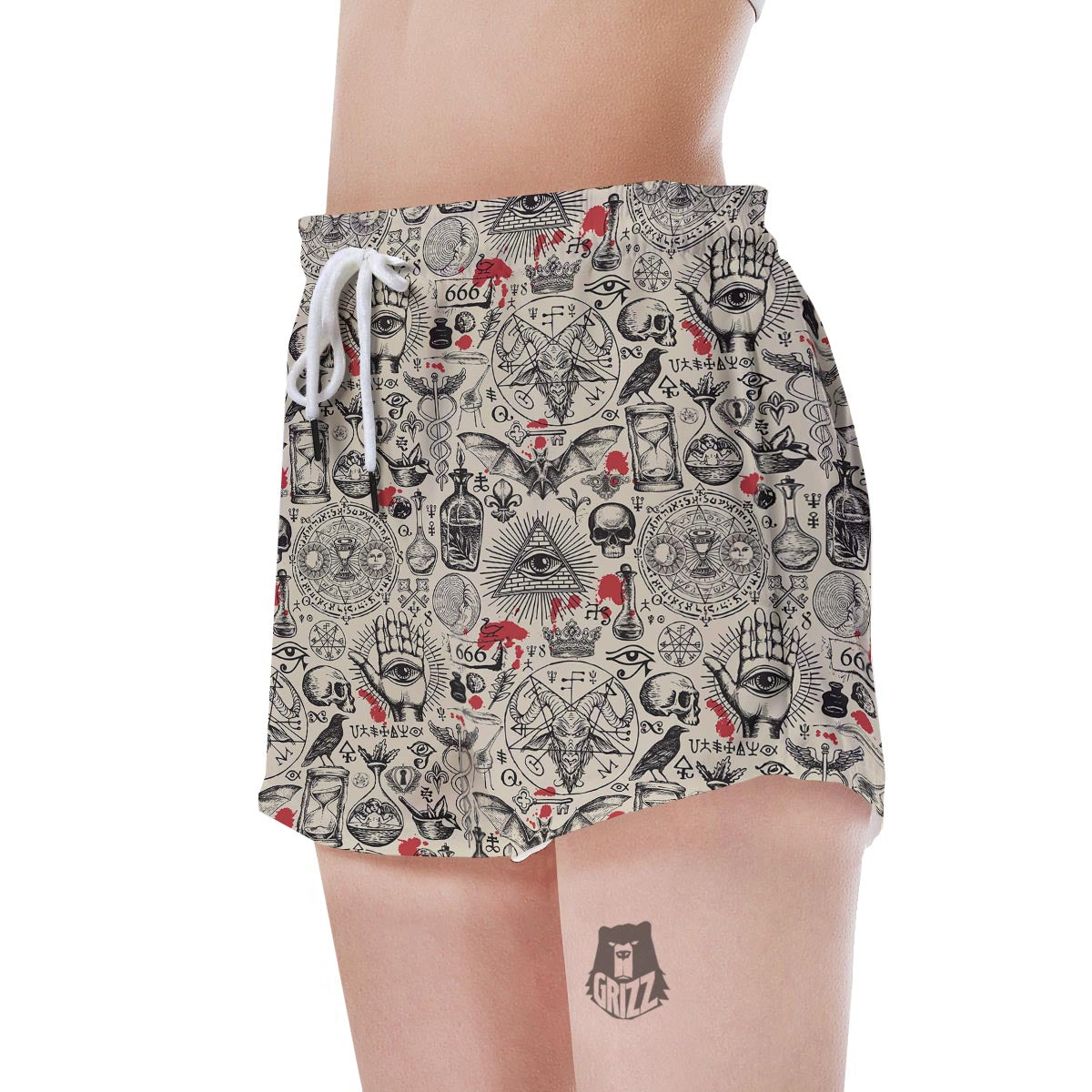 Freemason Satanic Gothic Witch Women's Shorts-grizzshop