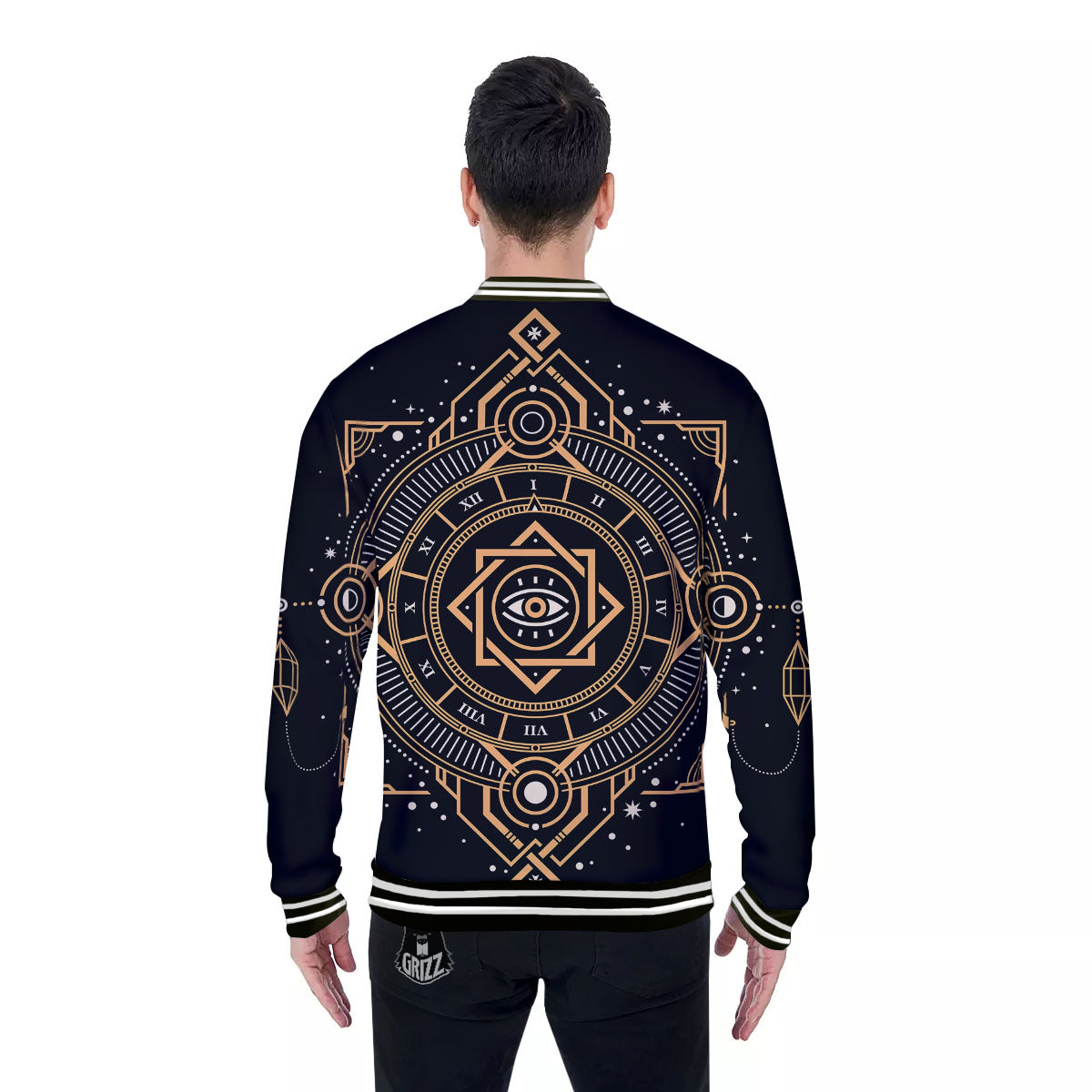 Freemasonry Masonic Eye Print Baseball Jacket-grizzshop
