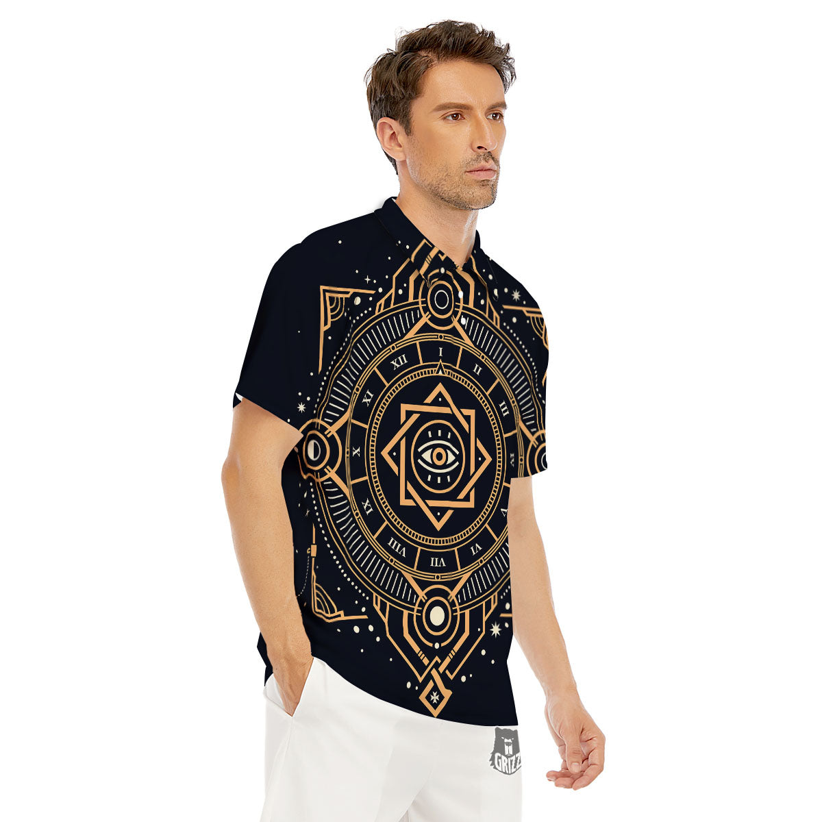 Freemasonry Masonic Eye Print Men's Golf Shirts-grizzshop