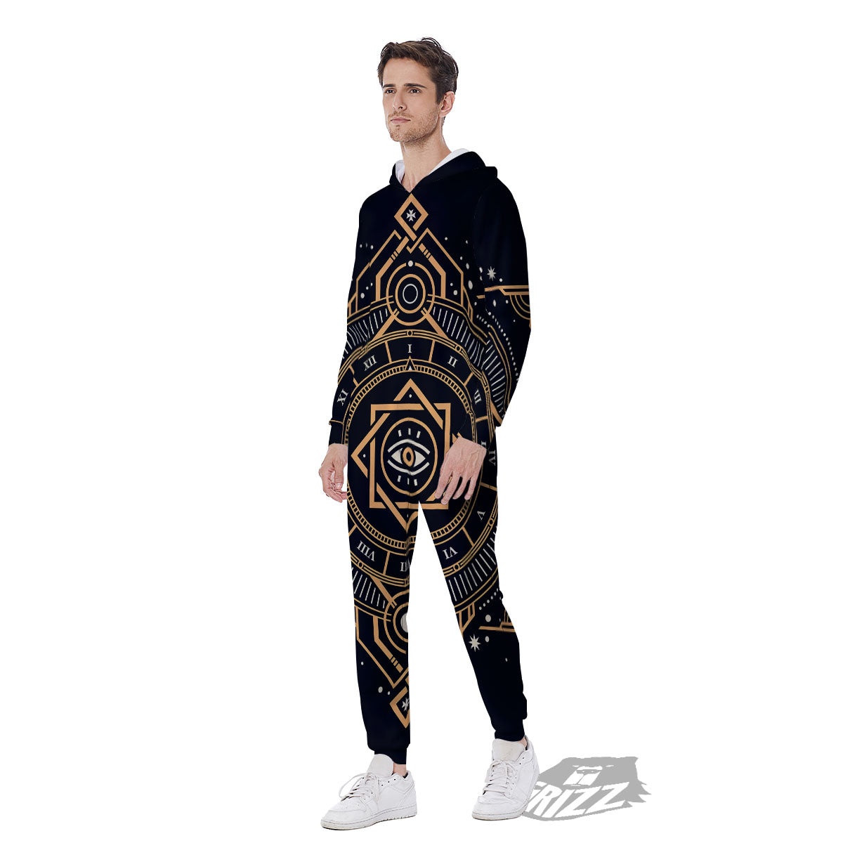 Freemasonry Masonic Eye Print Men's Jumpsuit-grizzshop