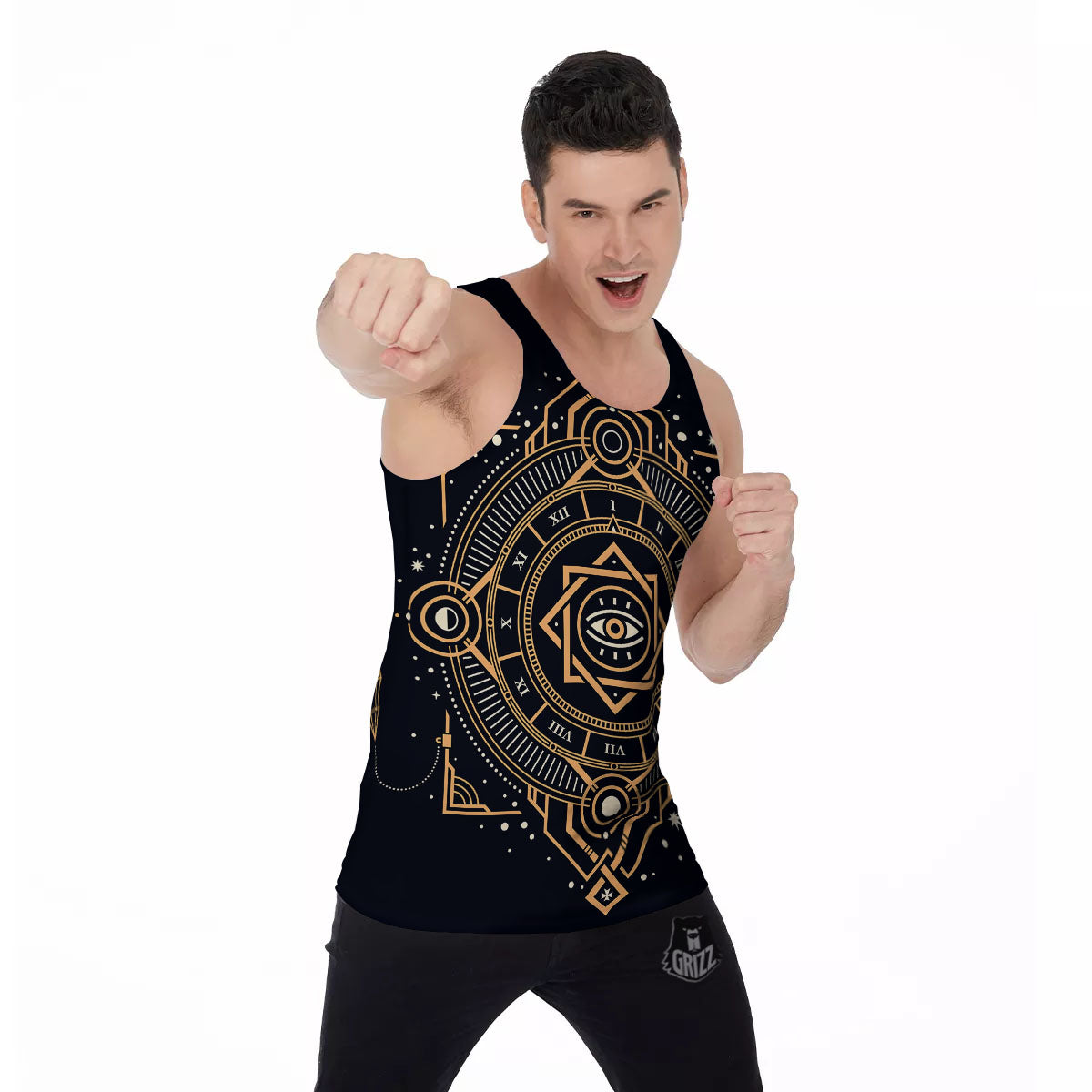 Freemasonry Masonic Eye Print Men's Tank Top-grizzshop