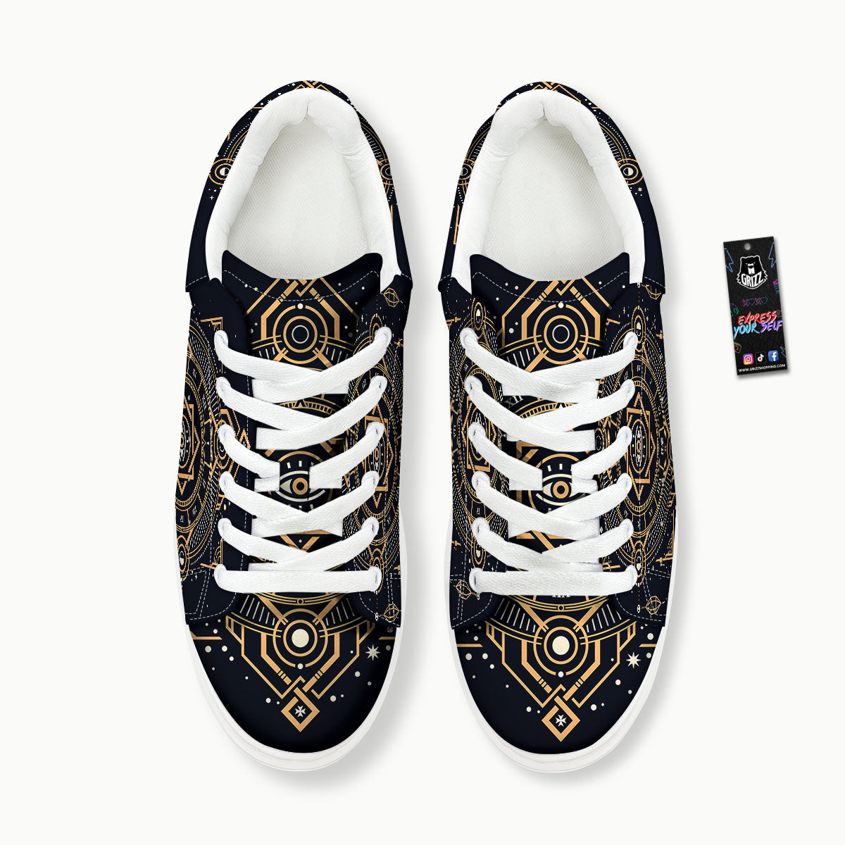 Freemasonry Masonic Eye Print Platform Shoes-grizzshop
