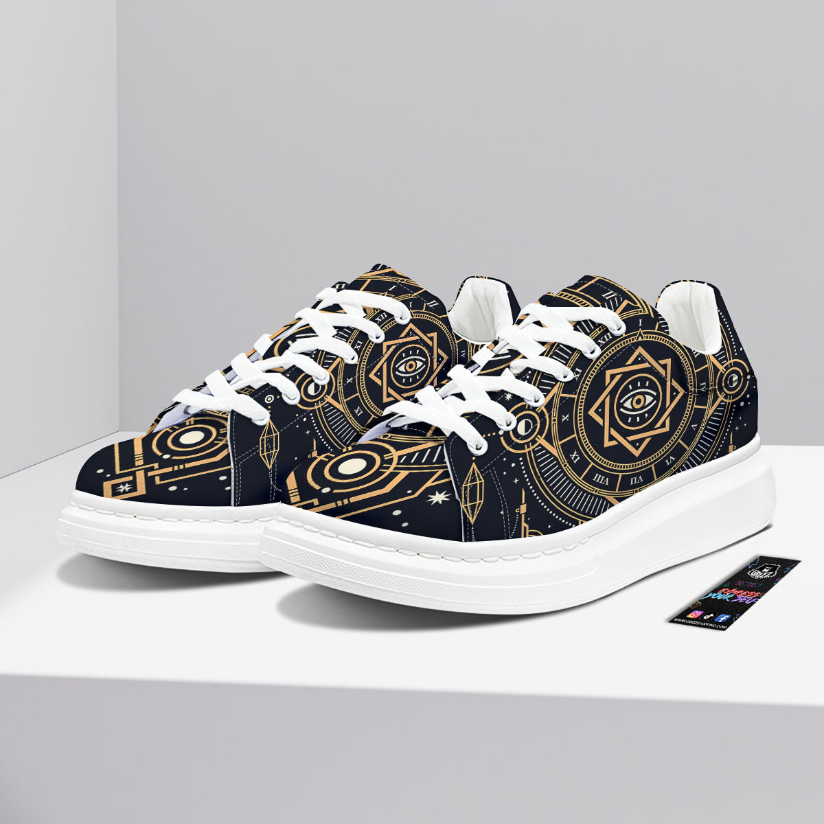 Freemasonry Masonic Eye Print Platform Shoes-grizzshop