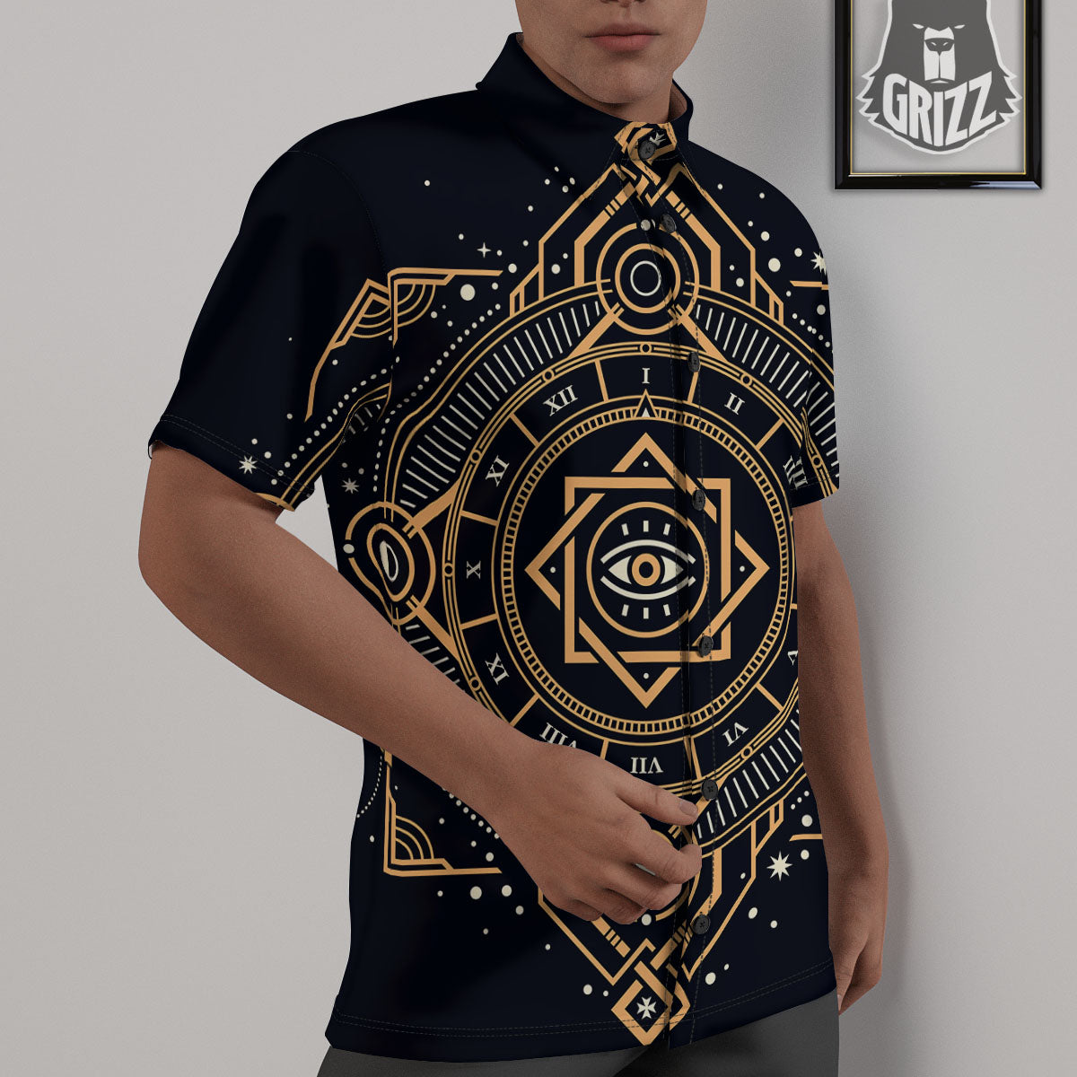 Freemasonry Masonic Eye Print Untucked Shirts-grizzshop