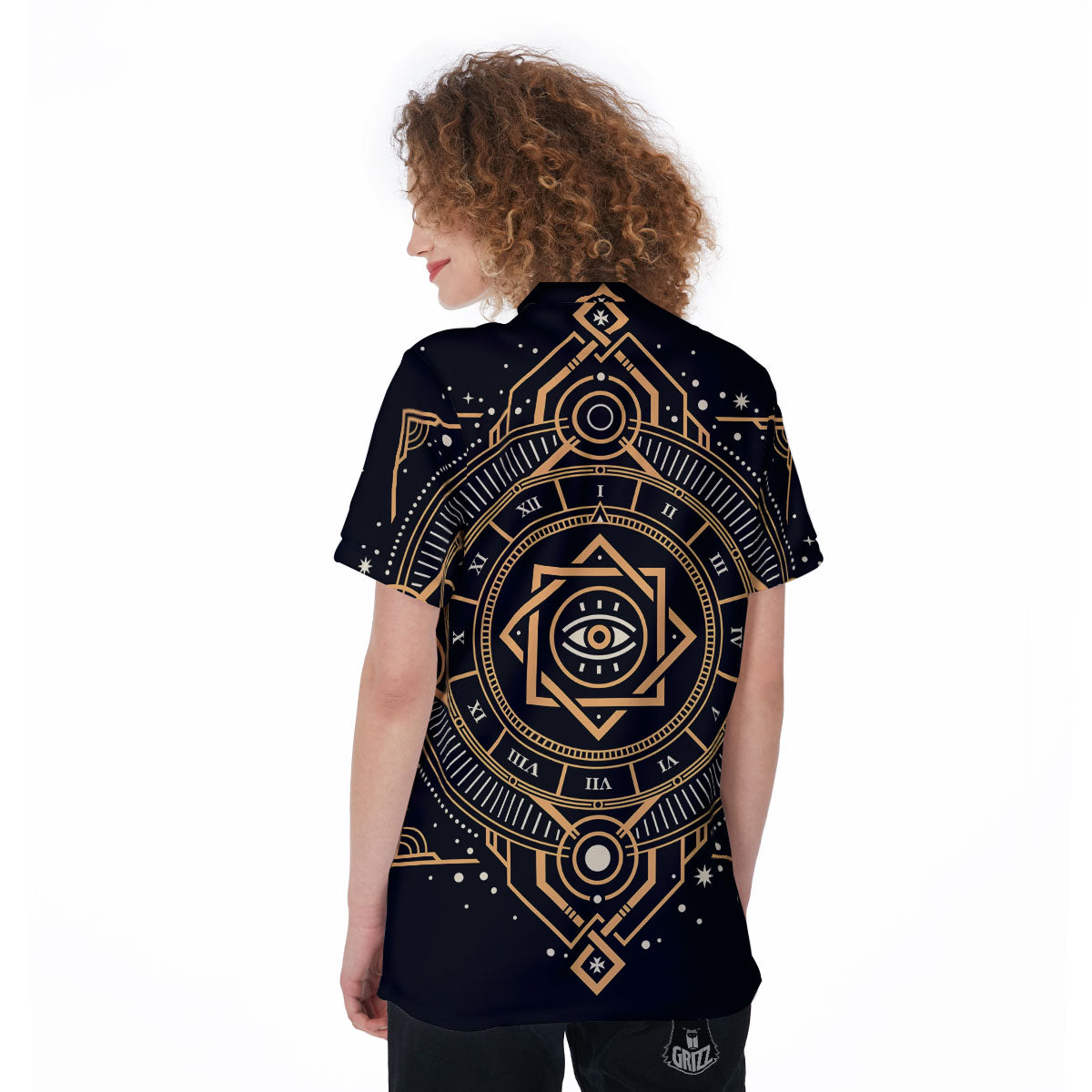 Freemasonry Masonic Eye Print Women's Golf Shirts-grizzshop