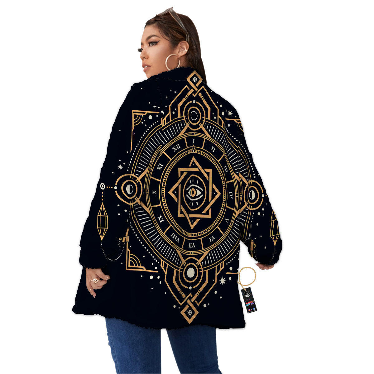 Freemasonry Masonic Eye Print Women's Sherpa Jacket-grizzshop