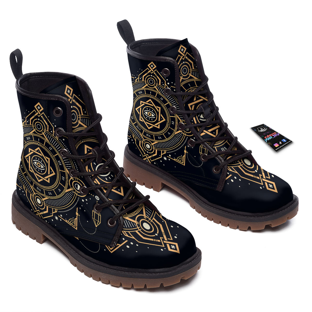 Freemasonry Masonic Eye Print Work Boots-grizzshop