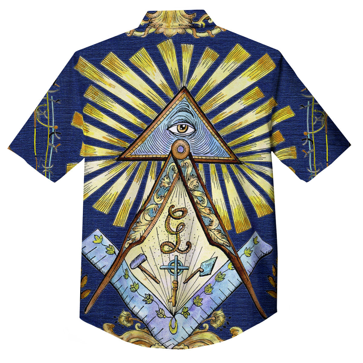 Freemasonry Masonic Vintage Print Button Up Shirt-grizzshop