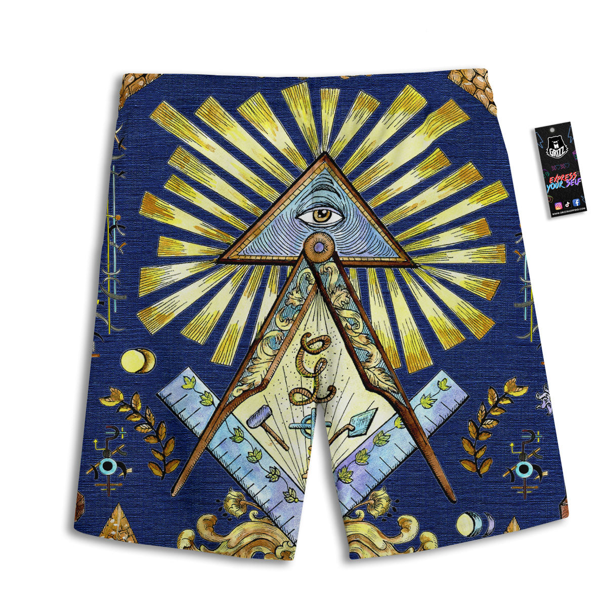 Freemasonry Masonic Vintage Print Men's Athletic Shorts