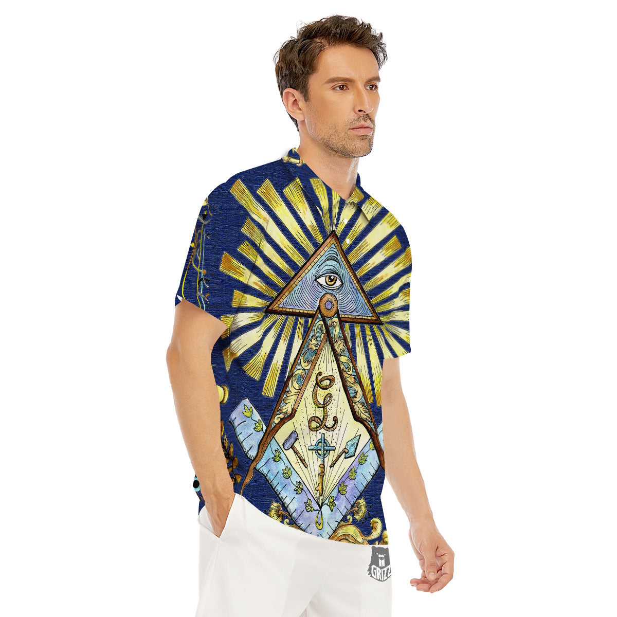 Freemasonry Masonic Vintage Print Men's Golf Shirts-grizzshop