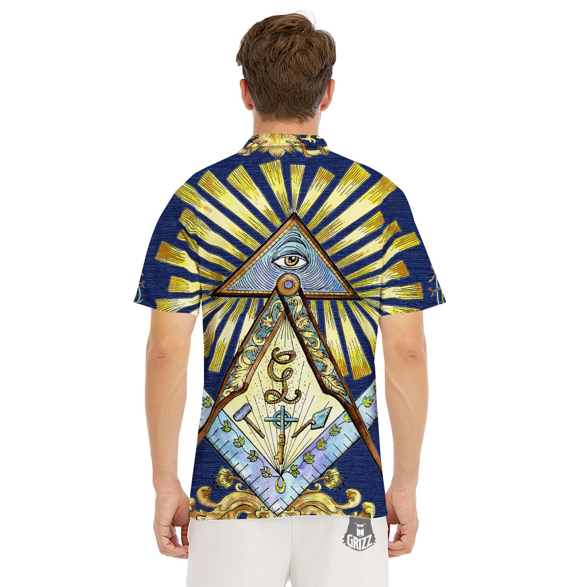 Freemasonry Masonic Vintage Print Men's Golf Shirts-grizzshop