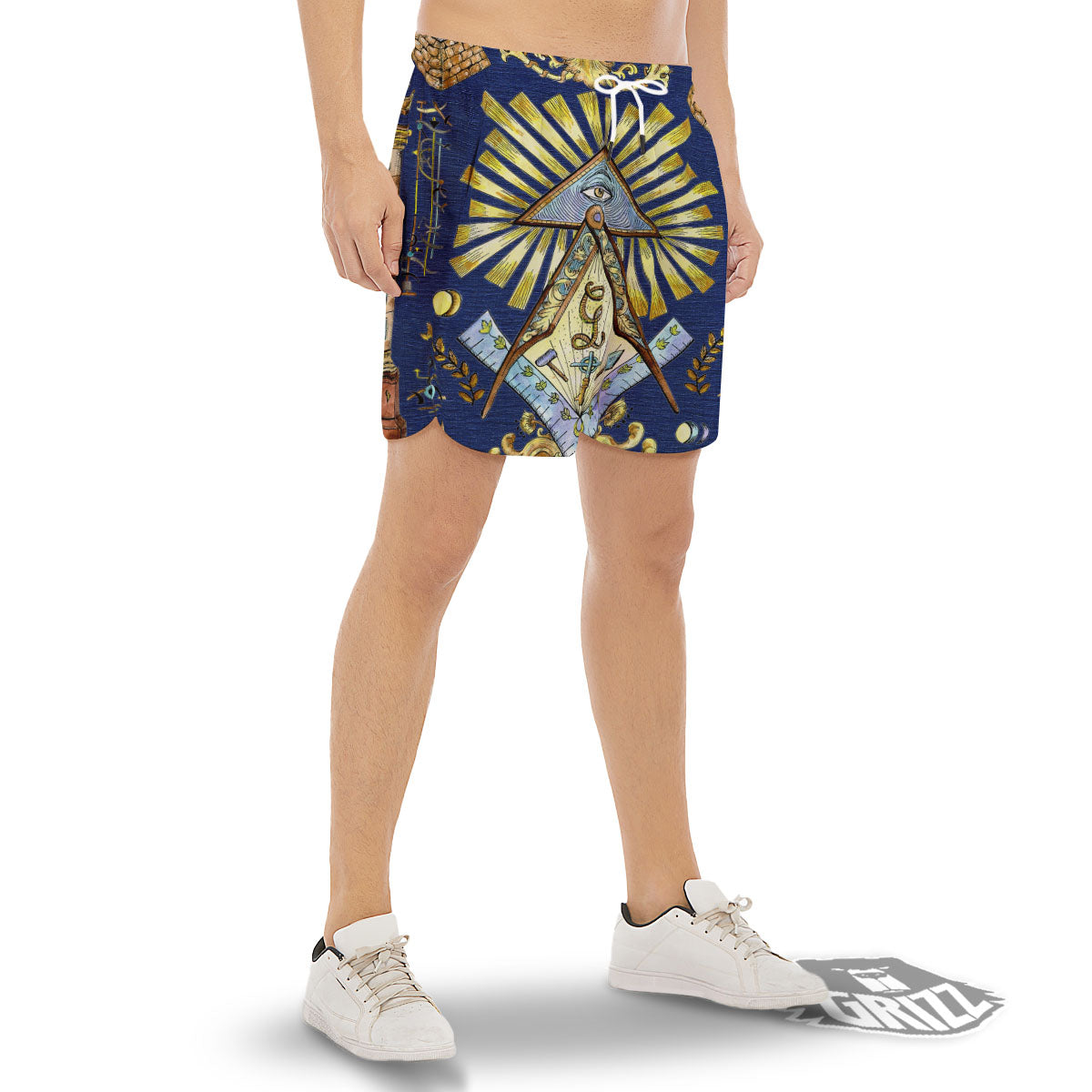 Freemasonry Masonic Vintage Print Men's Gym Shorts-grizzshop