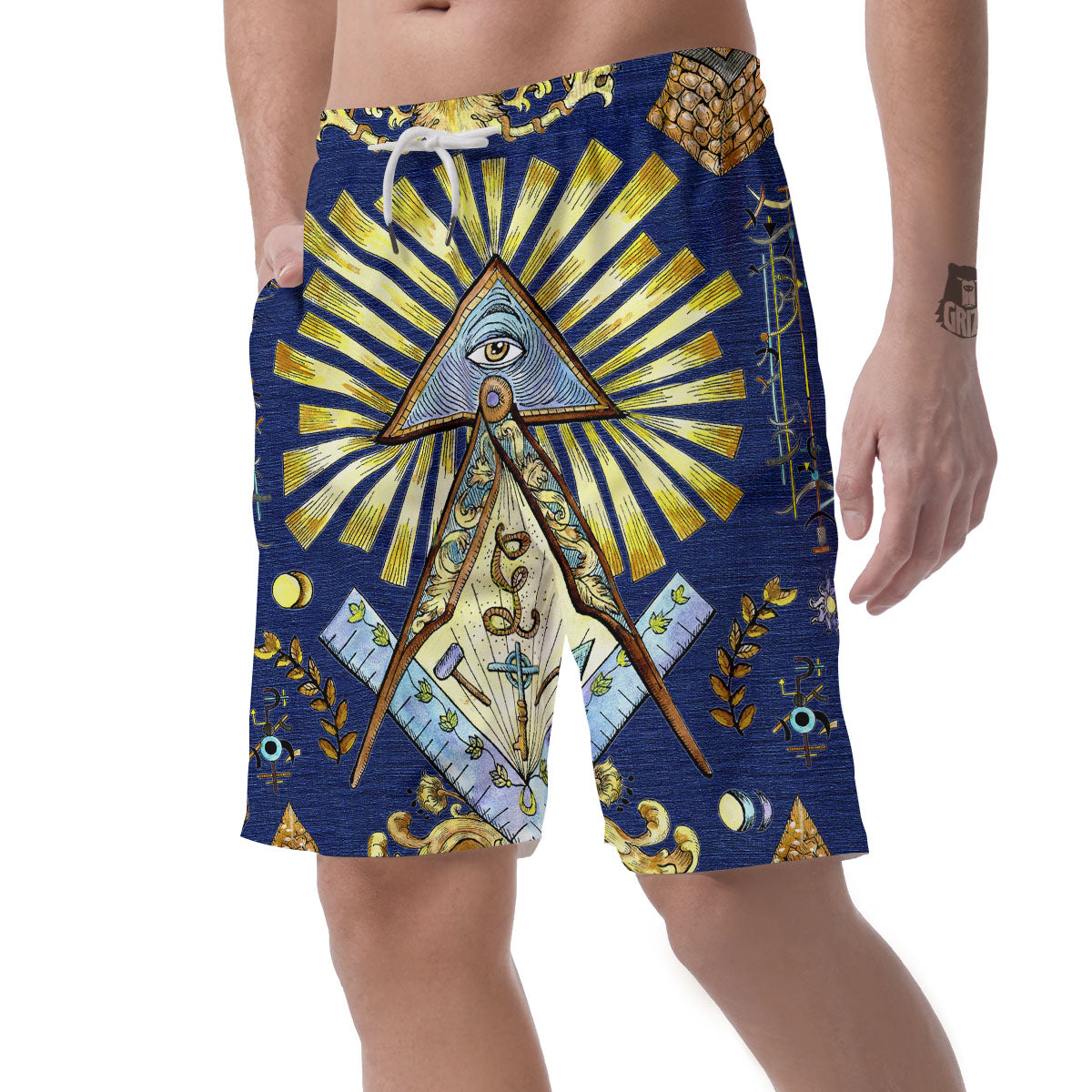 Freemasonry Masonic Vintage Print Men's Shorts-grizzshop