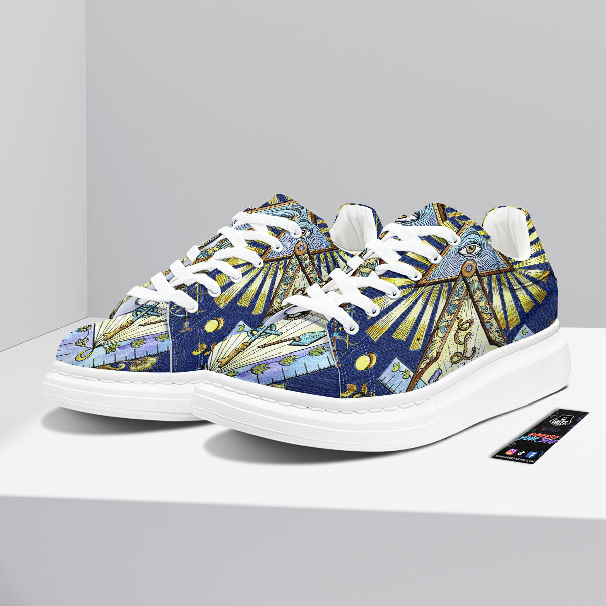 Freemasonry Masonic Vintage Print Platform Shoes-grizzshop