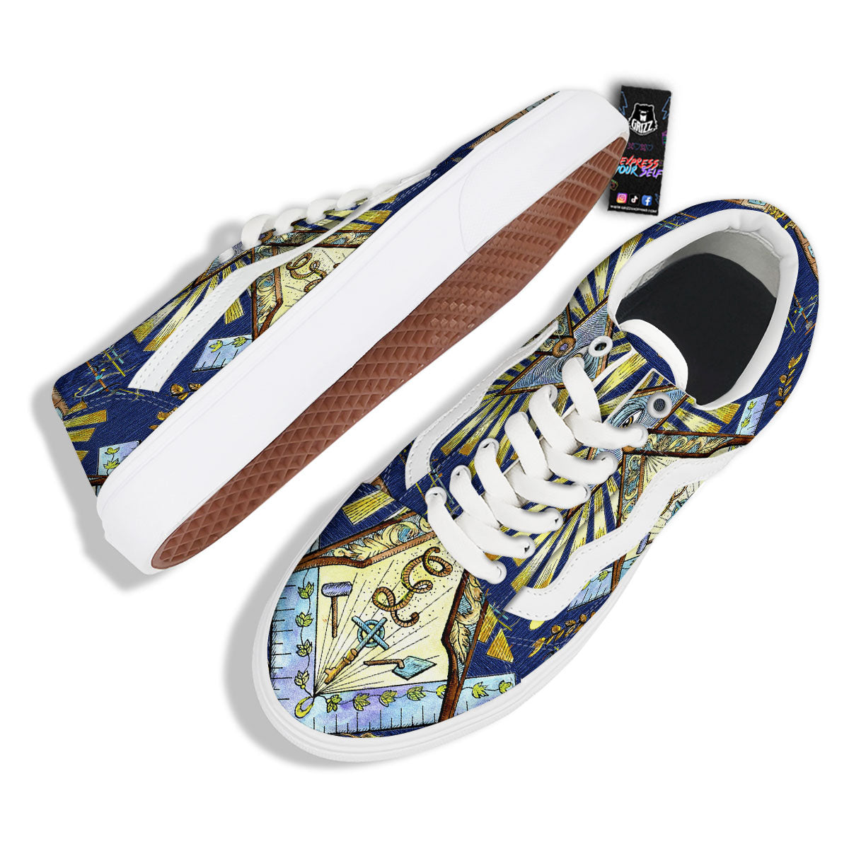 Freemasonry Masonic Vintage Print Skate Shoes-grizzshop