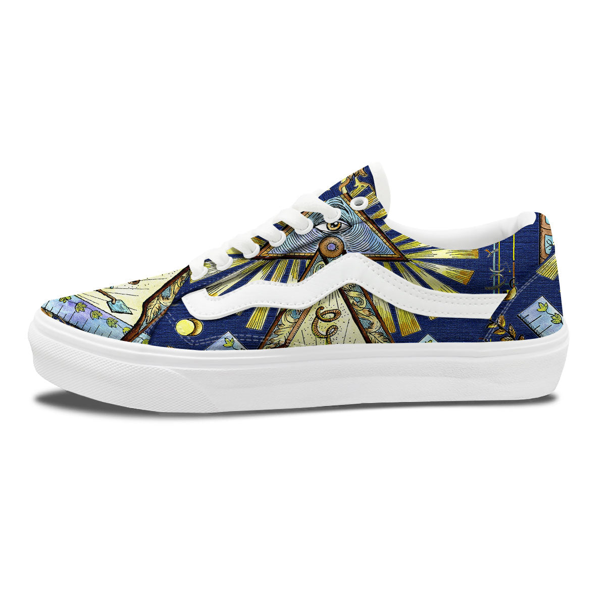 Freemasonry Masonic Vintage Print Skate Shoes-grizzshop