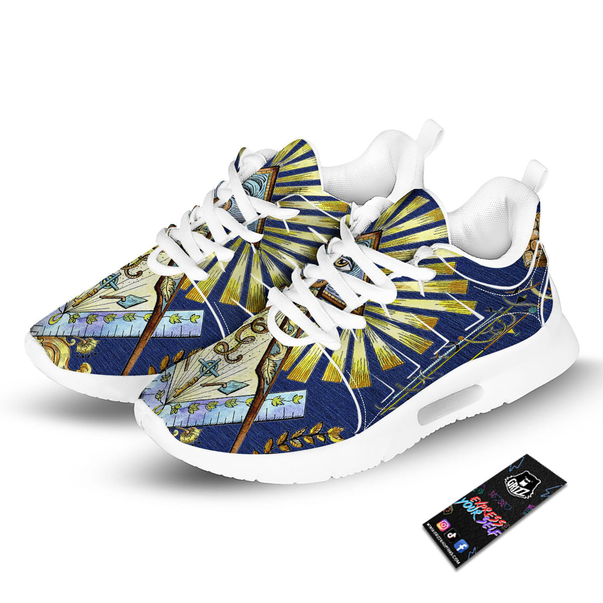 Freemasonry Masonic Vintage Print Tennis Shoes-grizzshop