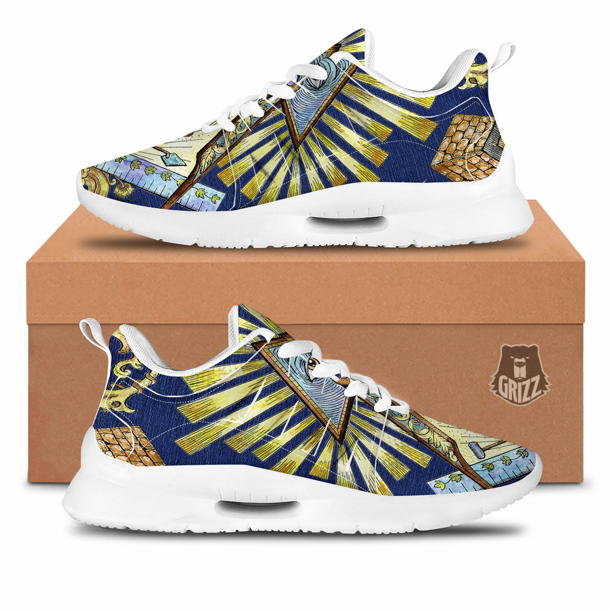 Freemasonry Masonic Vintage Print Tennis Shoes-grizzshop