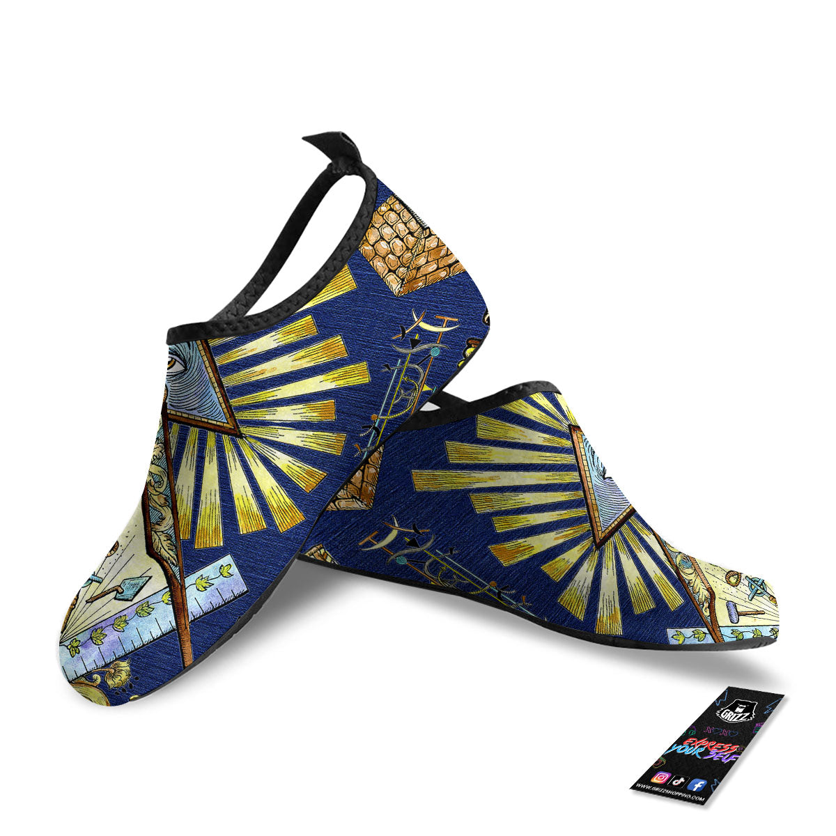 Freemasonry Masonic Vintage Print Water Shoes-grizzshop