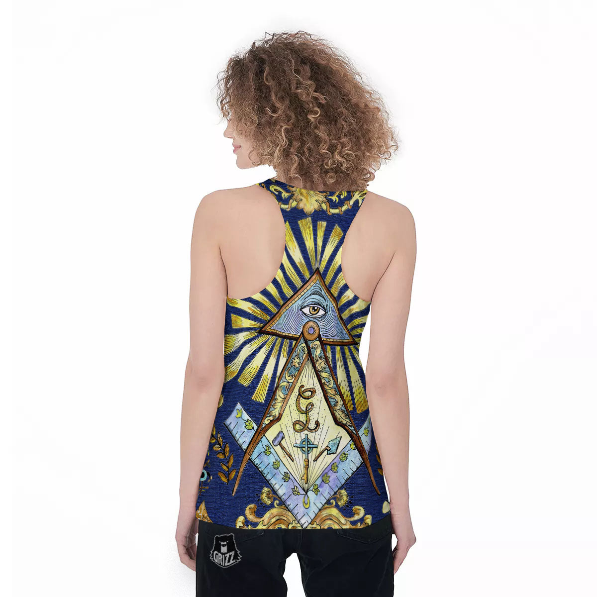 Freemasonry Masonic Vintage Print Women's Racerback Tank Top-grizzshop