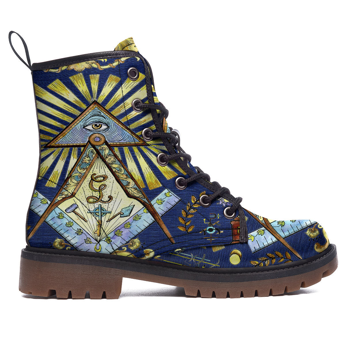 Freemasonry Masonic Vintage Print Work Boots-grizzshop
