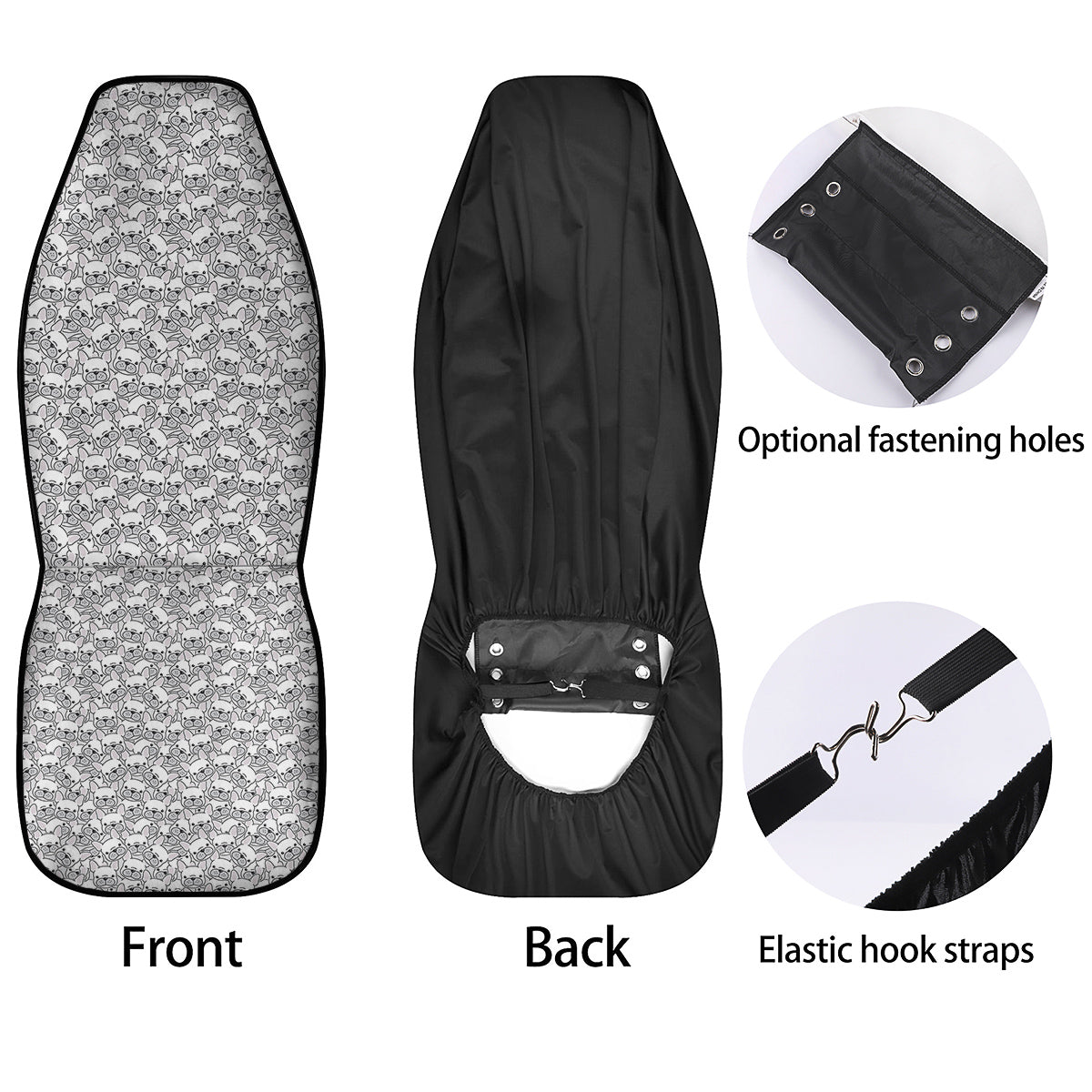 French Bulldog Cartoon Print Pattern Car Seat Covers-grizzshop