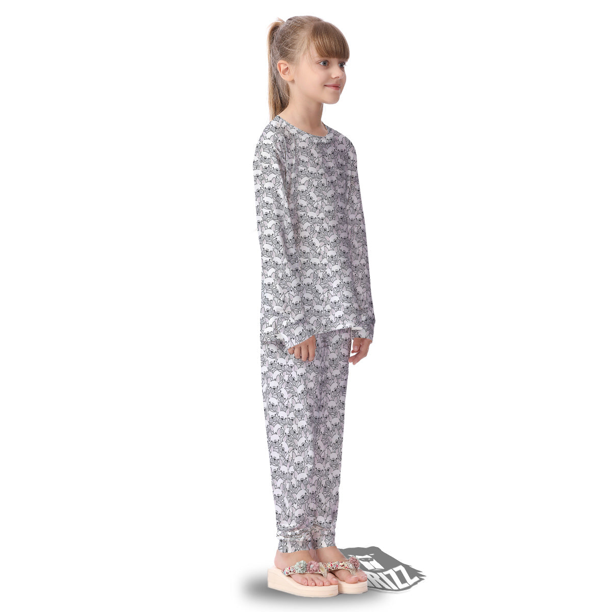 French Bulldog Cartoon Print Pattern Kid's Pajamas-grizzshop