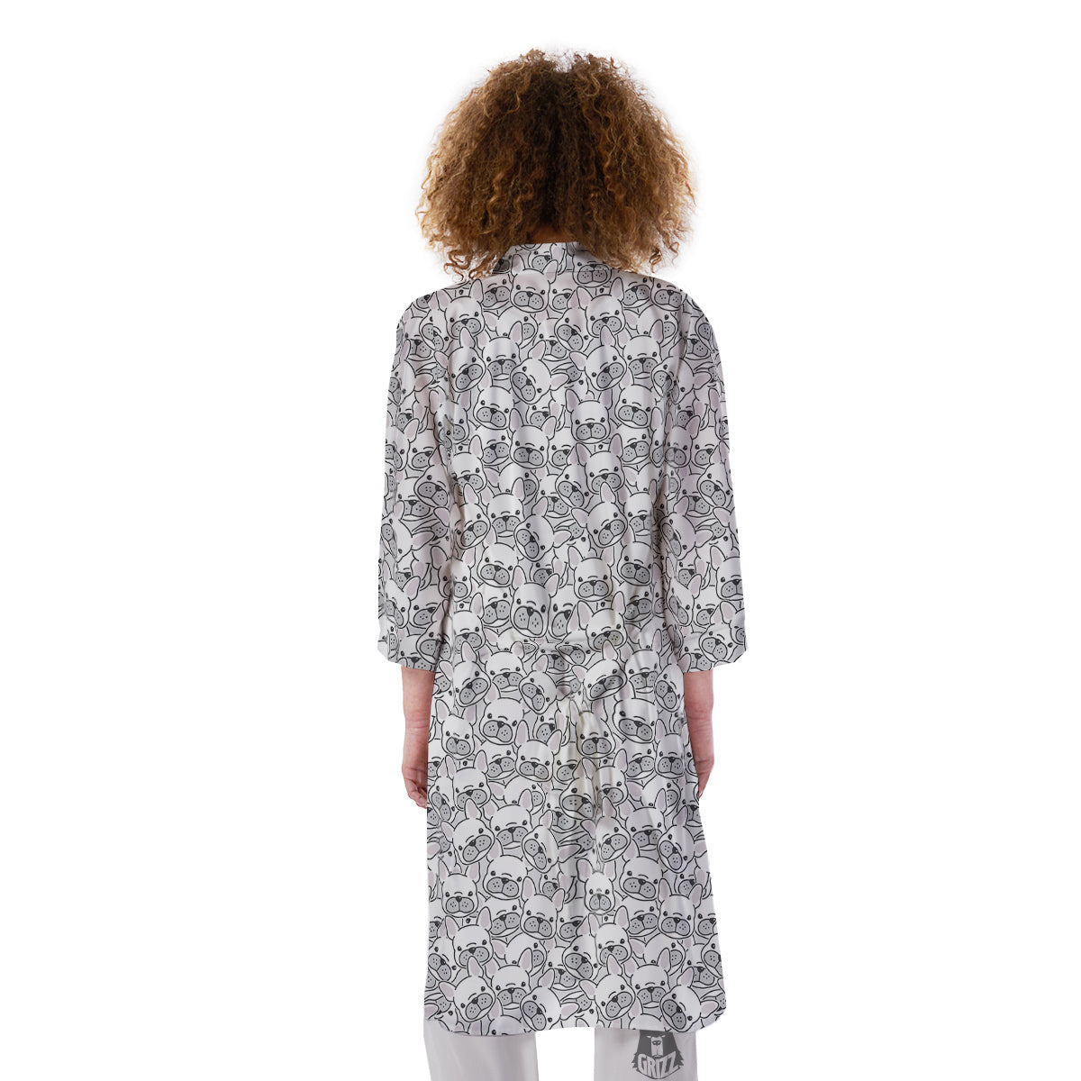 French Bulldog Cartoon Print Pattern Kimono-grizzshop