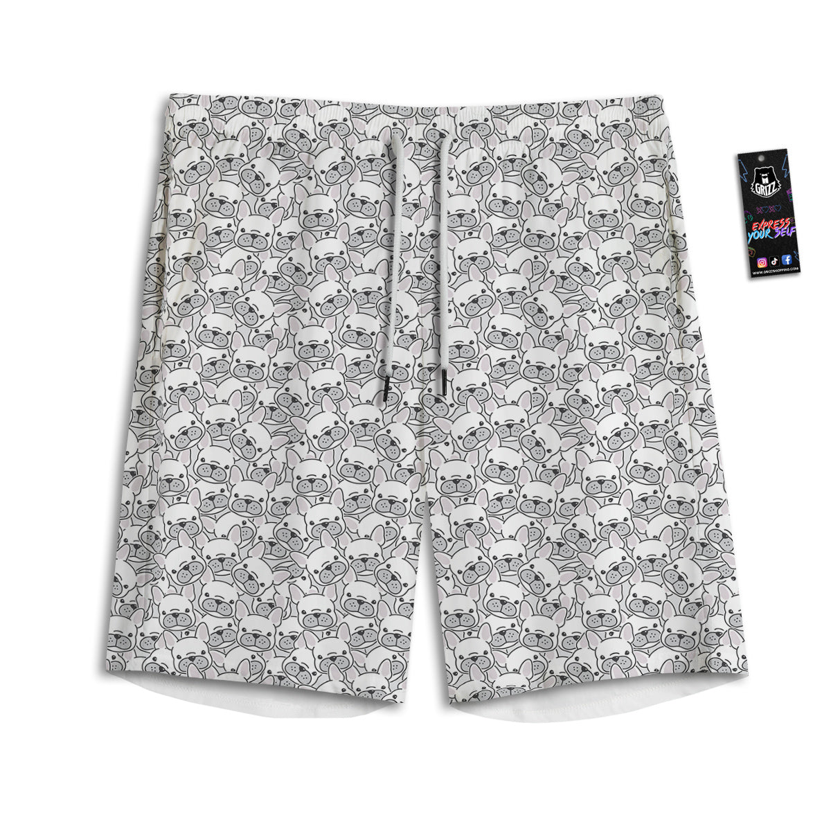 French Bulldog Cartoon Print Pattern Men's Athletic Shorts