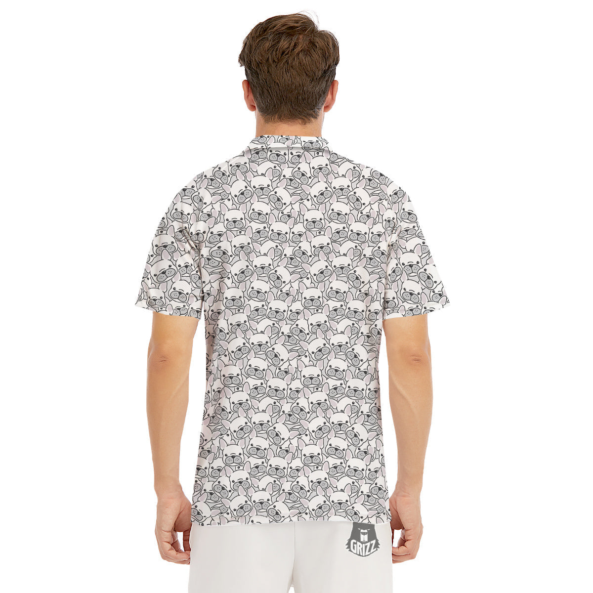 French Bulldog Cartoon Print Pattern Men's Golf Shirts-grizzshop