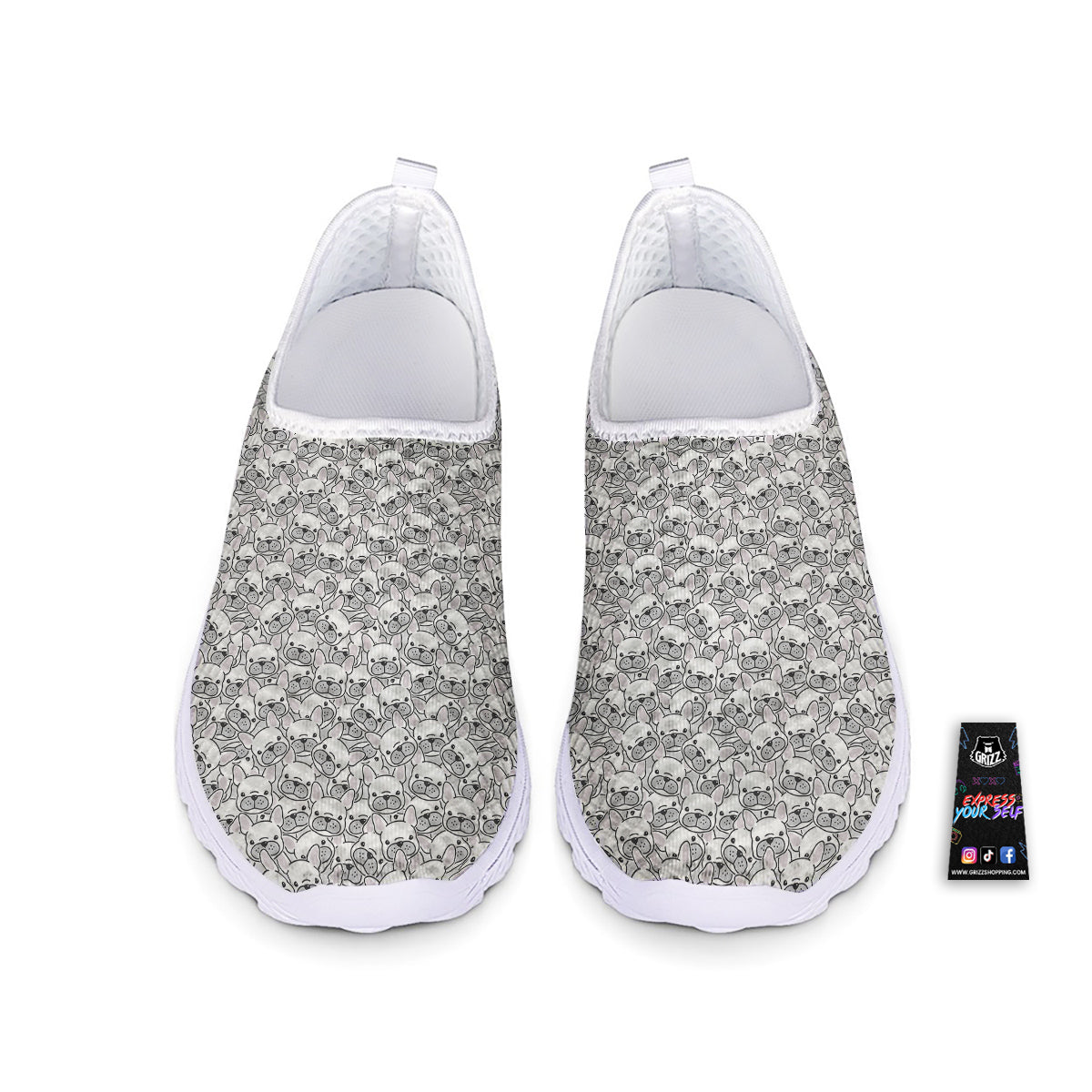 French Bulldog Cartoon Print Pattern Nurse Shoes-grizzshop