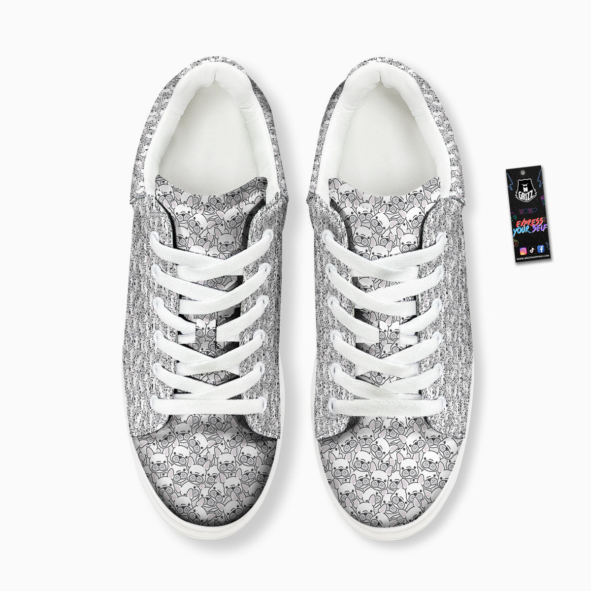 French Bulldog Cartoon Print Pattern Platform Shoes-grizzshop