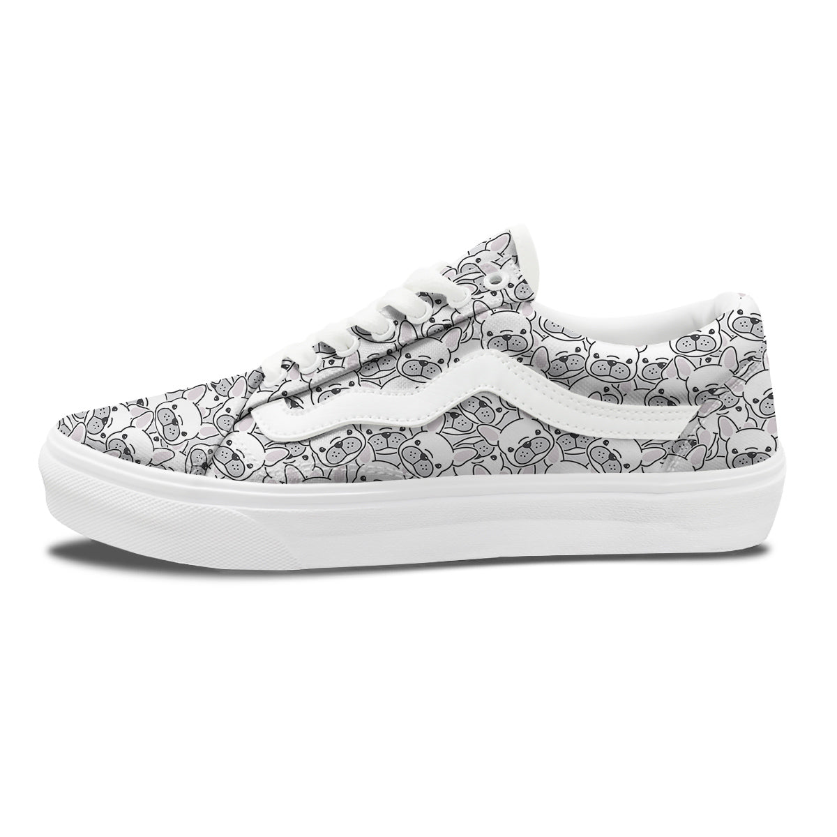 French Bulldog Cartoon Print Pattern Skate Shoes-grizzshop