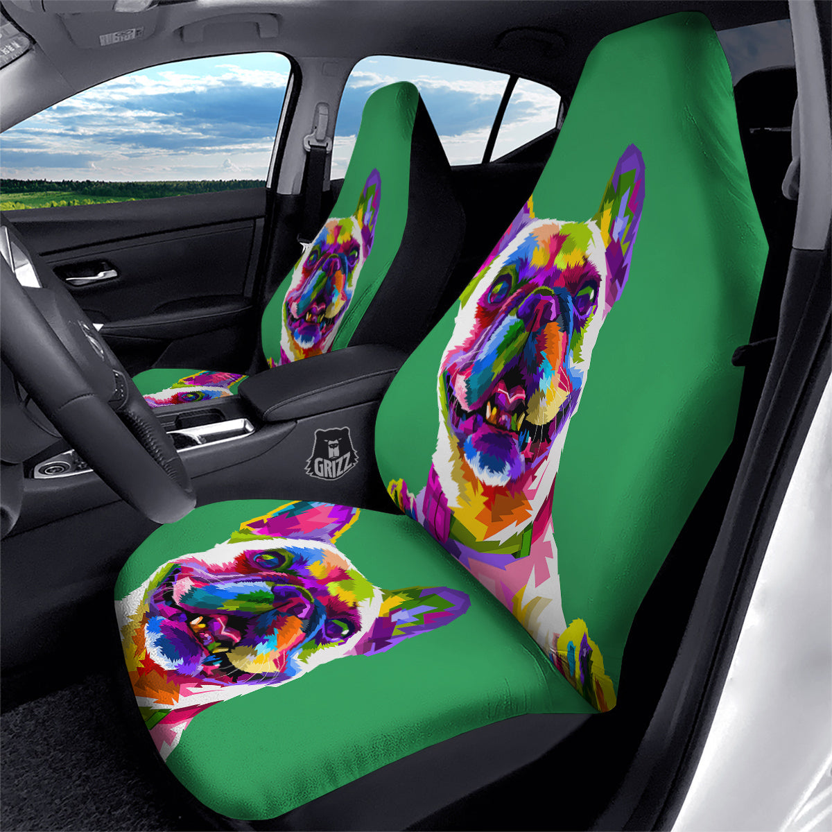 French Bulldog Coloful Print Car Seat Covers-grizzshop