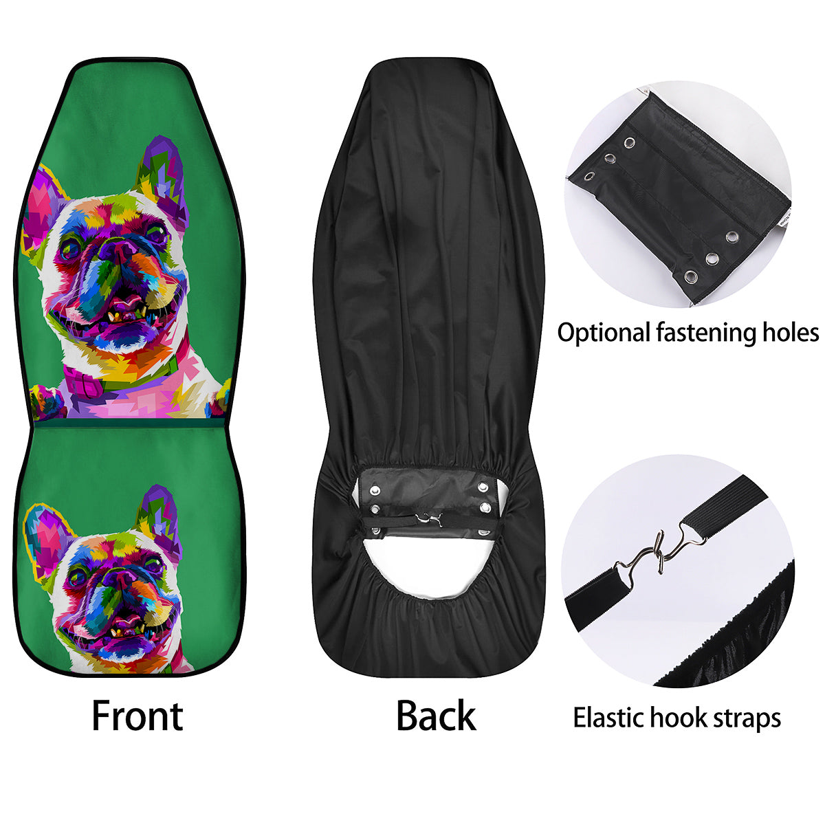 French Bulldog Coloful Print Car Seat Covers-grizzshop